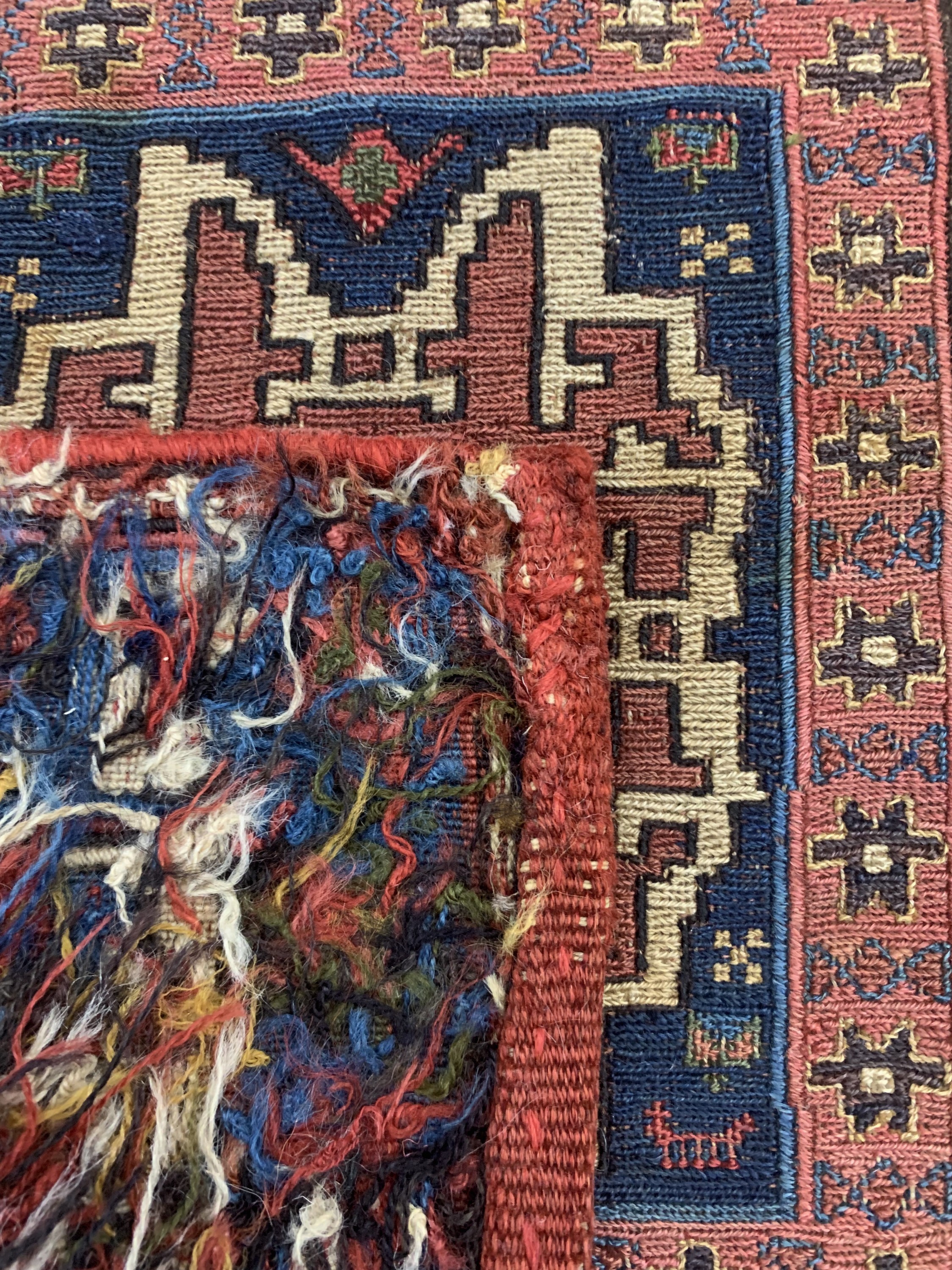 Detail d: Shahsawan"Taschenfront"antik, Persien, 19.Jhd, Wolle auf Wolle, ca. 54 x 47 cm, EHZ: 2