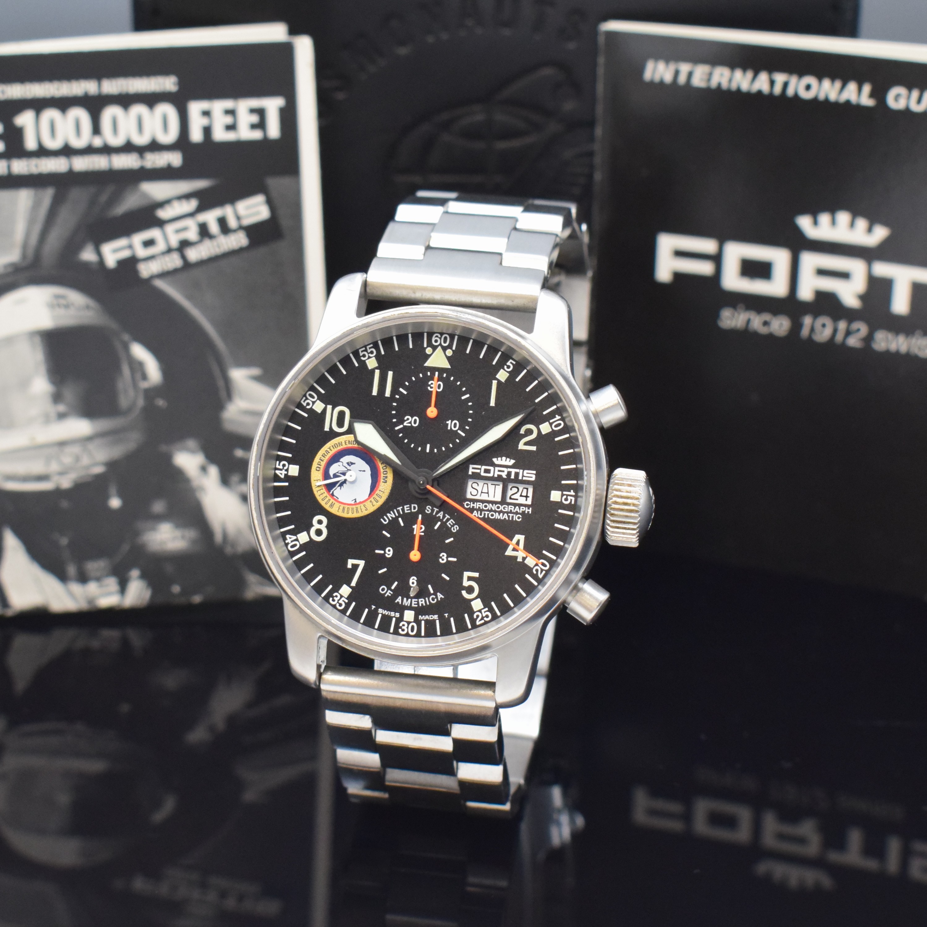 FORTIS sehr seltener, auf 100 Stück limitierter Armbandchronograph Operation Enduring Freedom Referenz 597.10.141.1, Automatik, Schweiz um 2001, ...
