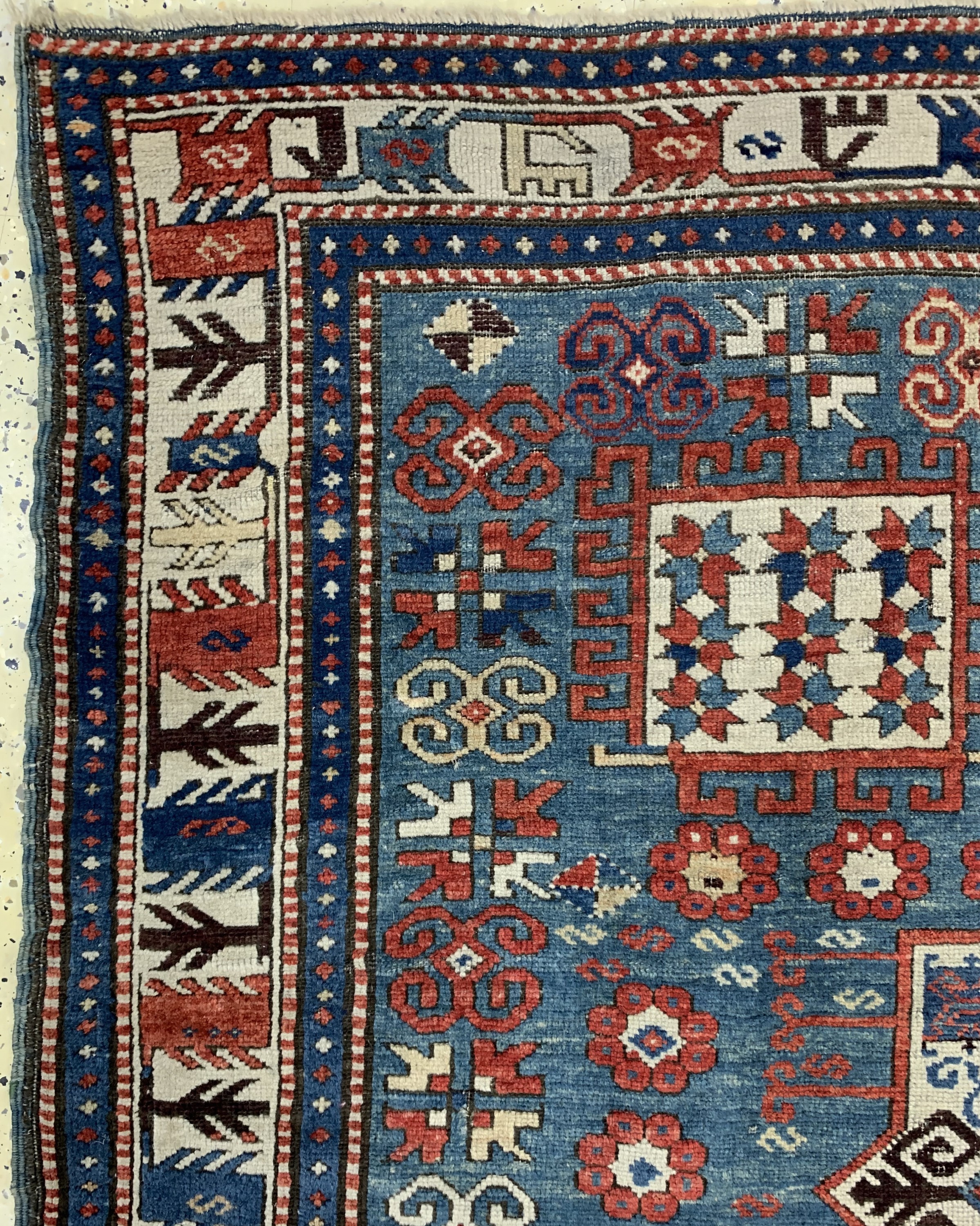 Detail d: "Karachoph"Kazak antik, Kaukasus, Ende 19.Jhd, Wolle auf Wolle, ca. 225 x 170 cm, EHZ: 2(kleine alte Restaurierungen).