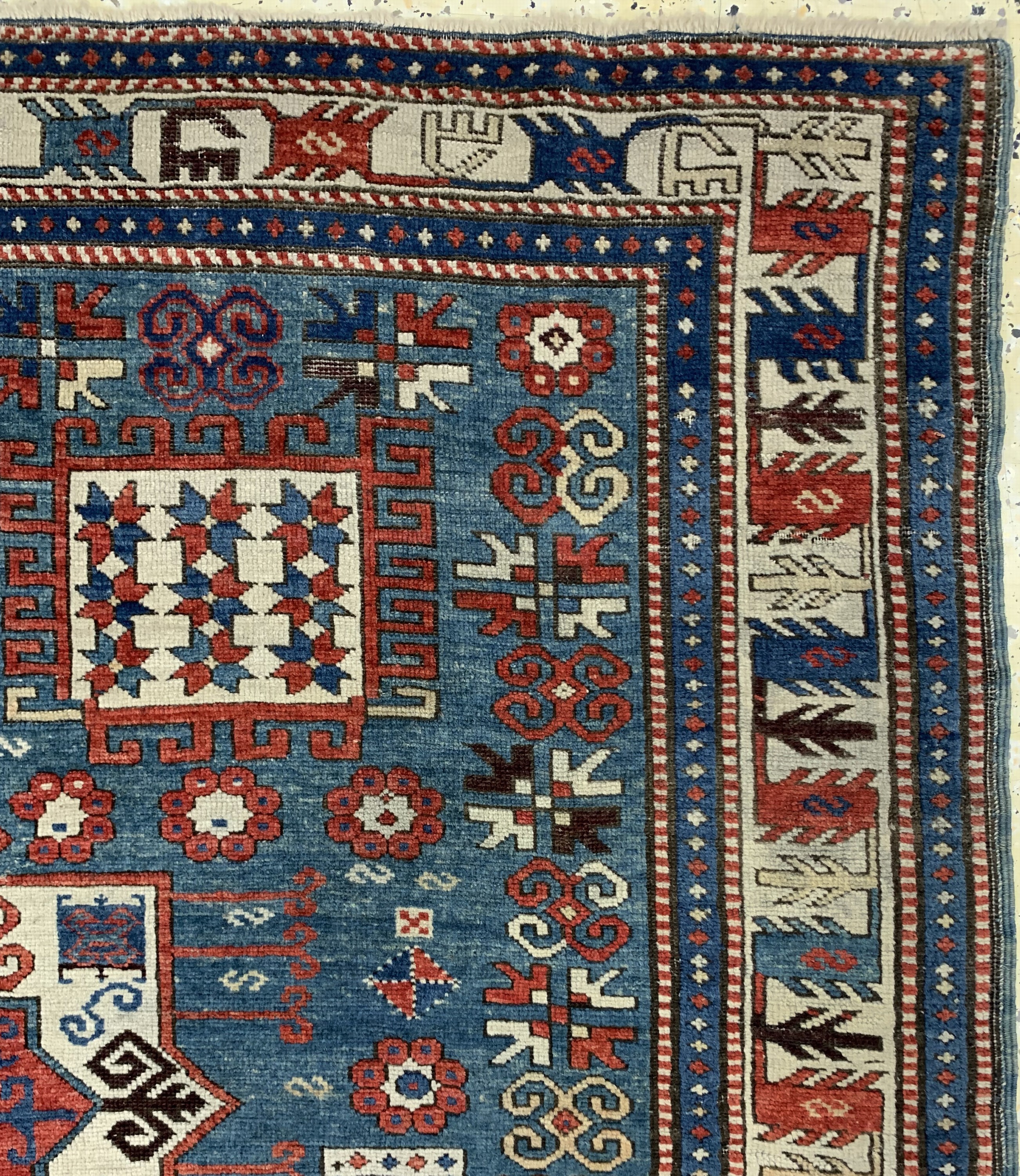 Detail e: "Karachoph"Kazak antik, Kaukasus, Ende 19.Jhd, Wolle auf Wolle, ca. 225 x 170 cm, EHZ: 2(kleine alte Restaurierungen).
