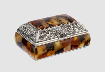 Image Amber-jewellery box , metal silver plated, baltic amber in different sizes, shapes and ...