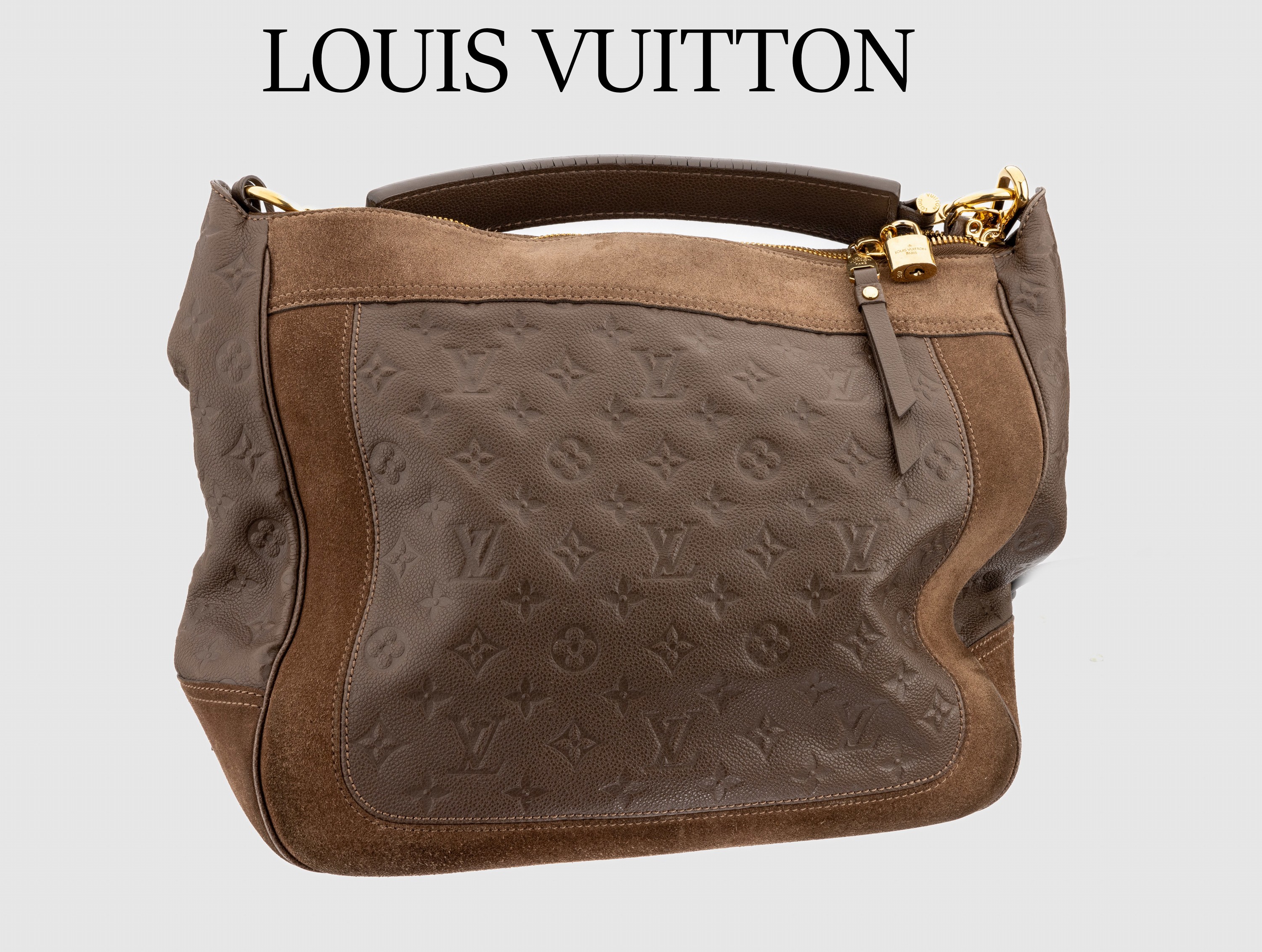 LOUIS VUITTON AUDACIEUSE Handtasche, Monogram geprägtes Kalbsleder und Wildleder, Baumwoll-Innenfutter, Goldfinish, Innenfach mit RV, Schlo? und ...
