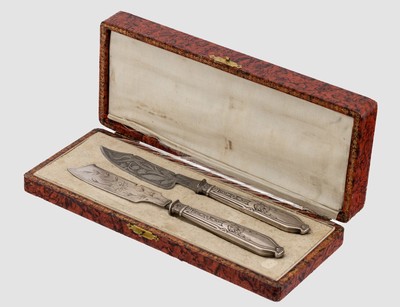 Image Cheese- and butter knife , France approx. 1900, France um 1900, handles 800 silver, ...