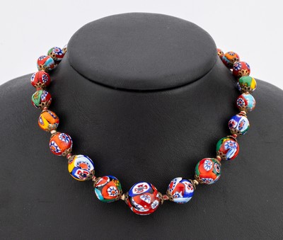 Image Necklace made of murano glass spheres , Italy 1930s, colorful glass spheres with ...