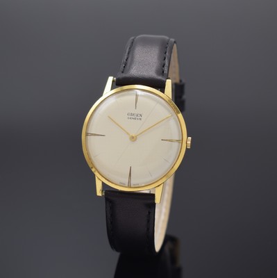 Image GRUEN 18k yellow gold gents wristwatch, Switzerland around 1965, manual winding, snap on ...