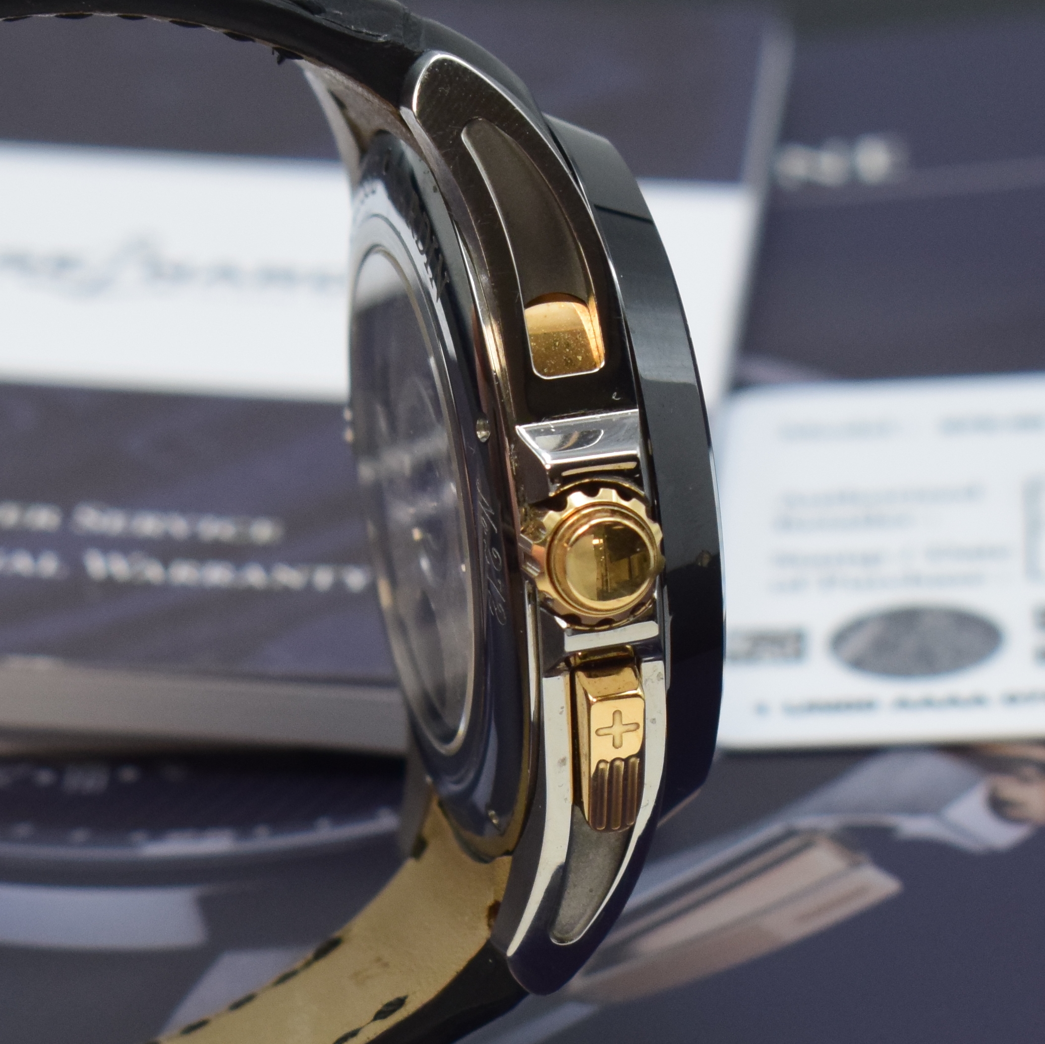 Detail d: ULYSSE NARDIN sehr feine & seltene Herrenarmbanduhr Sonata Streamline Referenz 675-00, Automatik, Titangeh. inkl. orig. Lederband m. dopp. Faltschl., ...
