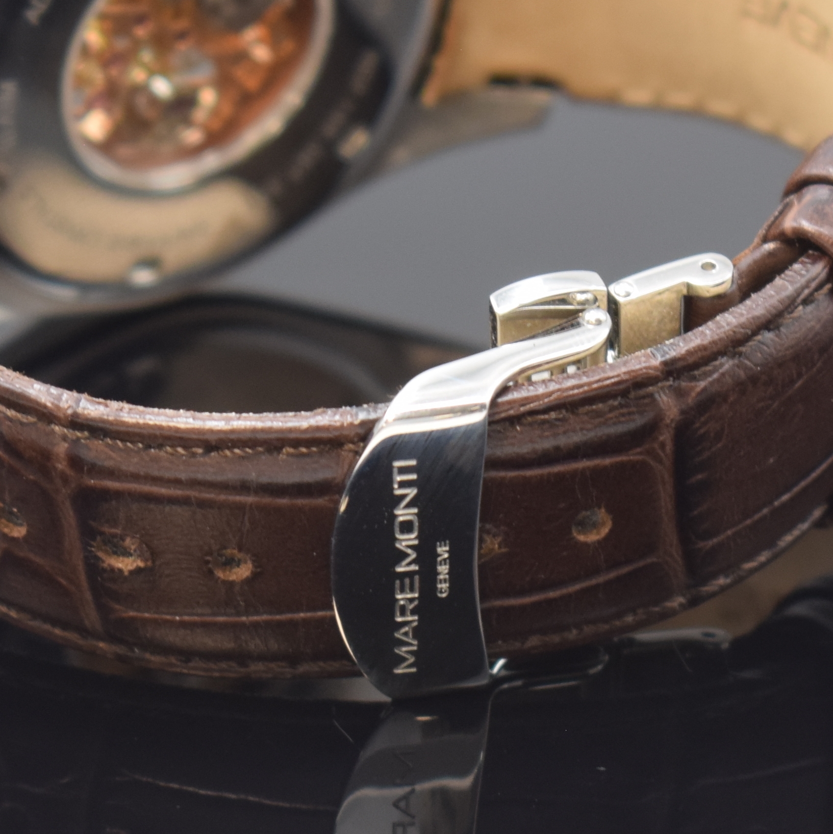 Detail b: MAREMONTI Adventure auf 50 Stück limitierte und skelettierte Herrenarmbanduhr in Stahl Referenz 166.367.351, Schweiz um 2020, Handaufzug, beids. ...