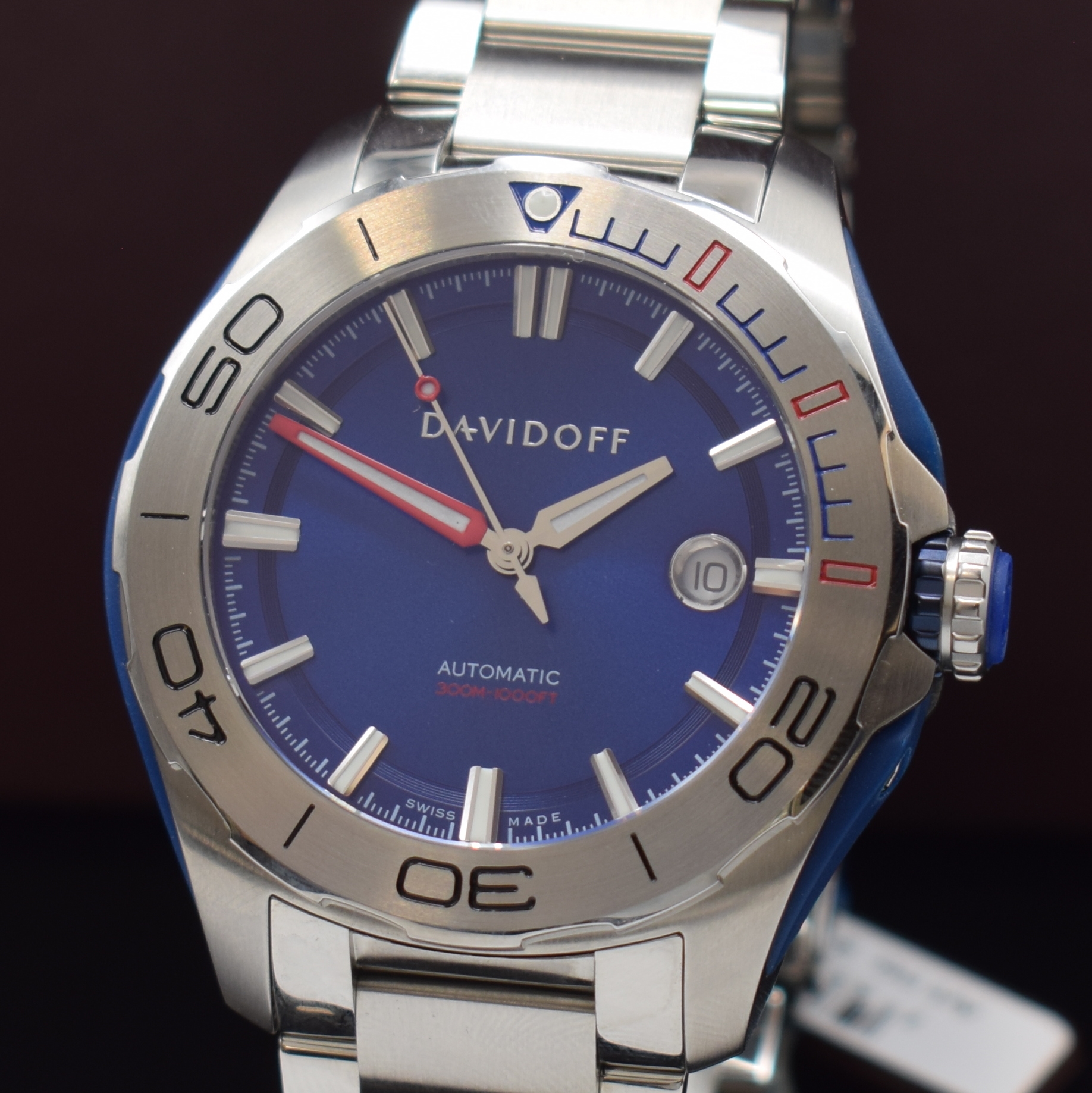 Detail a: DAVIDOFF Velocity Diver Herrenarmbanduhr in Stahl Referenz 22443, Schweiz um 2023, Automatik, orig. Gliederband inkl. Faltschl., Boden u. Krone ...