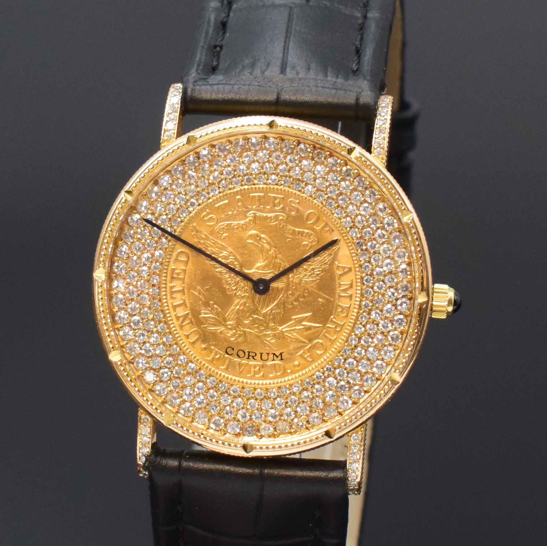 Detail a: CORUM 5 Dollars 1891 Armbanduhr in Form einer 5 Dollar-US-Goldmünze, Handaufzug, Schweiz 1990er Jahre, massiv GG 750/000, Münzrand, Boden aufgedr., ...