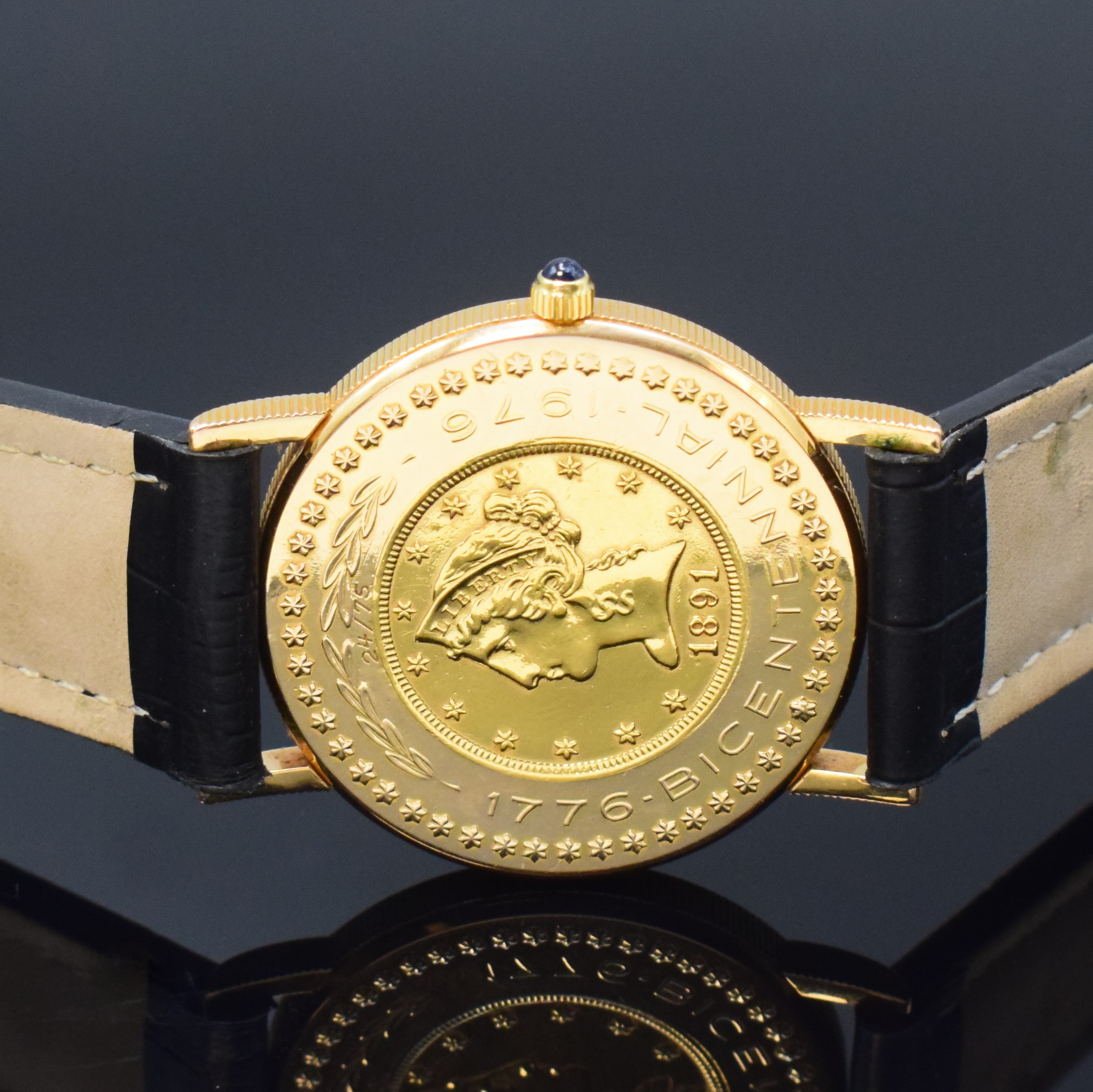 Detail c: CORUM 5 Dollars 1891 Armbanduhr in Form einer 5 Dollar-US-Goldmünze, Handaufzug, Schweiz 1990er Jahre, massiv GG 750/000, Münzrand, Boden aufgedr., ...