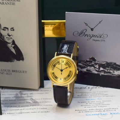 Image BREGUET fine and very rare, to 50 pieces limited gents wristwatch in 18k yellow gold ...