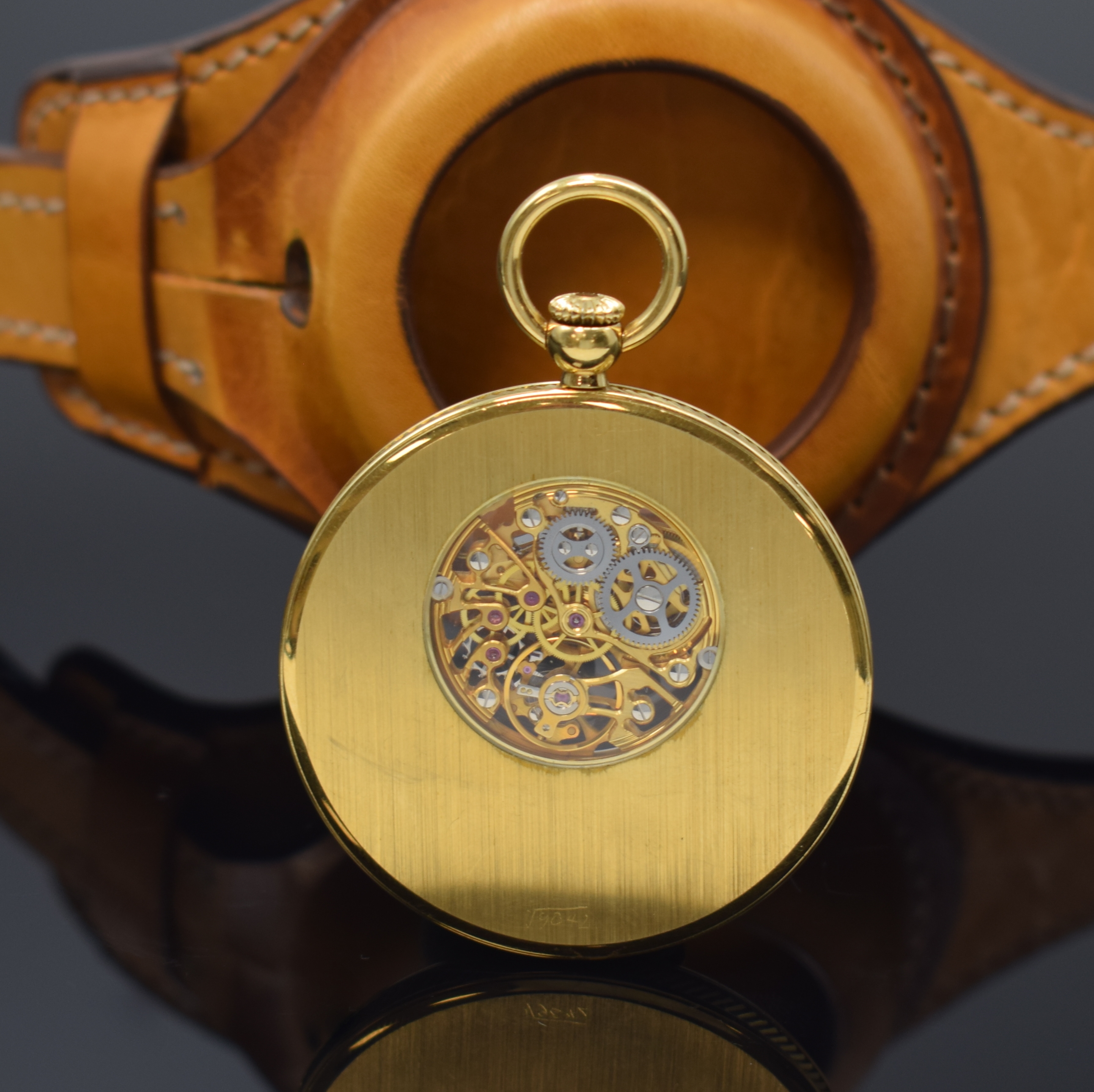 Detail a: CH.TISSOT & FILS offene Taschenuhr mit skelettiertem Sichtwerk, Schweiz nach altem Vorbild, Handaufzug, verg. Geh., Boden u. Glasrand aufgedr., ...