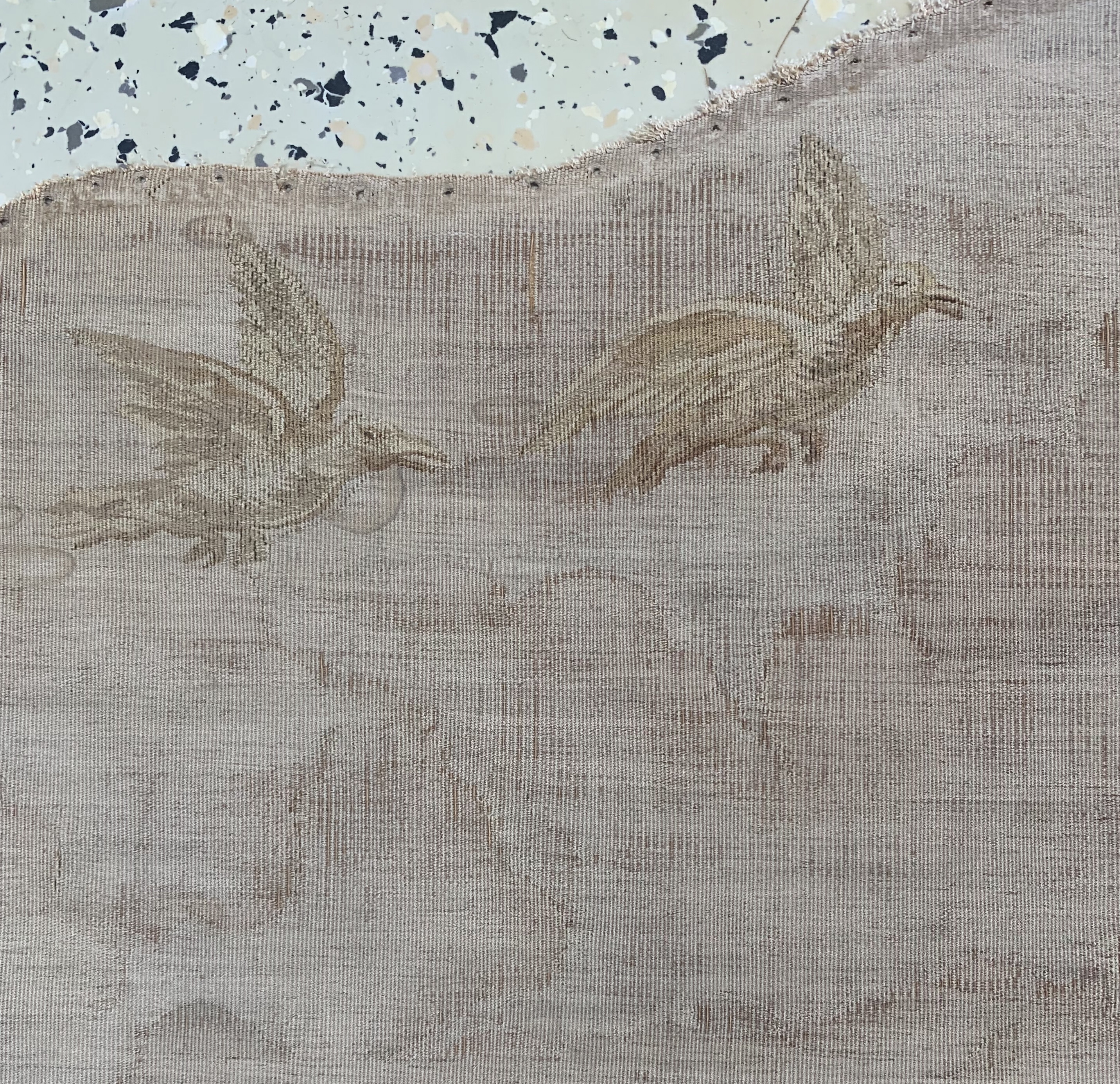 Detail d: Antike Tapisserie"Putten", Frankreich, Anfang 19.Jhd, Wolle mit Seide, ca. 103 x 80 cm, EHZ: 3(kleine Risse)