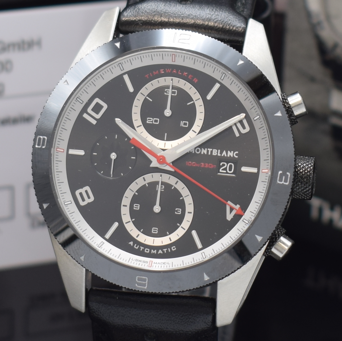 Detail a: MONTBLANC Timewalker Armbandchronograph in Stahl Referenz 116098, Schweiz verk. lt. beil. Pap. 04/2022, Automatik, beids. vergl. Geh., Boden ...