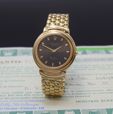 Image ROLEX Cellini Armbanduhr in GG 750/000 Referenz 6623, quarz, Boden gedr., orig. Goldband ...