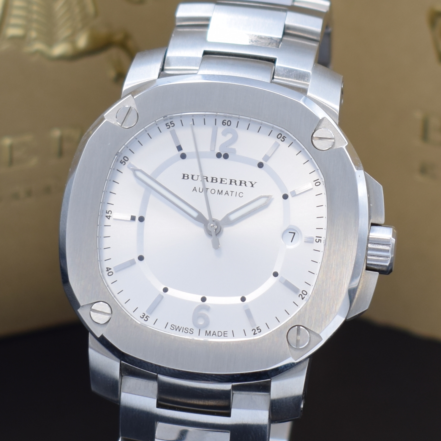 Detail a: BURBERRY Herrenarmbanduhr Modell Britain in Stahl Referenz BBY1204, Schweiz verk. lt. beil. Pap. 03/2016, Automatik, beids. vergl. Geh. inkl. orig. ...