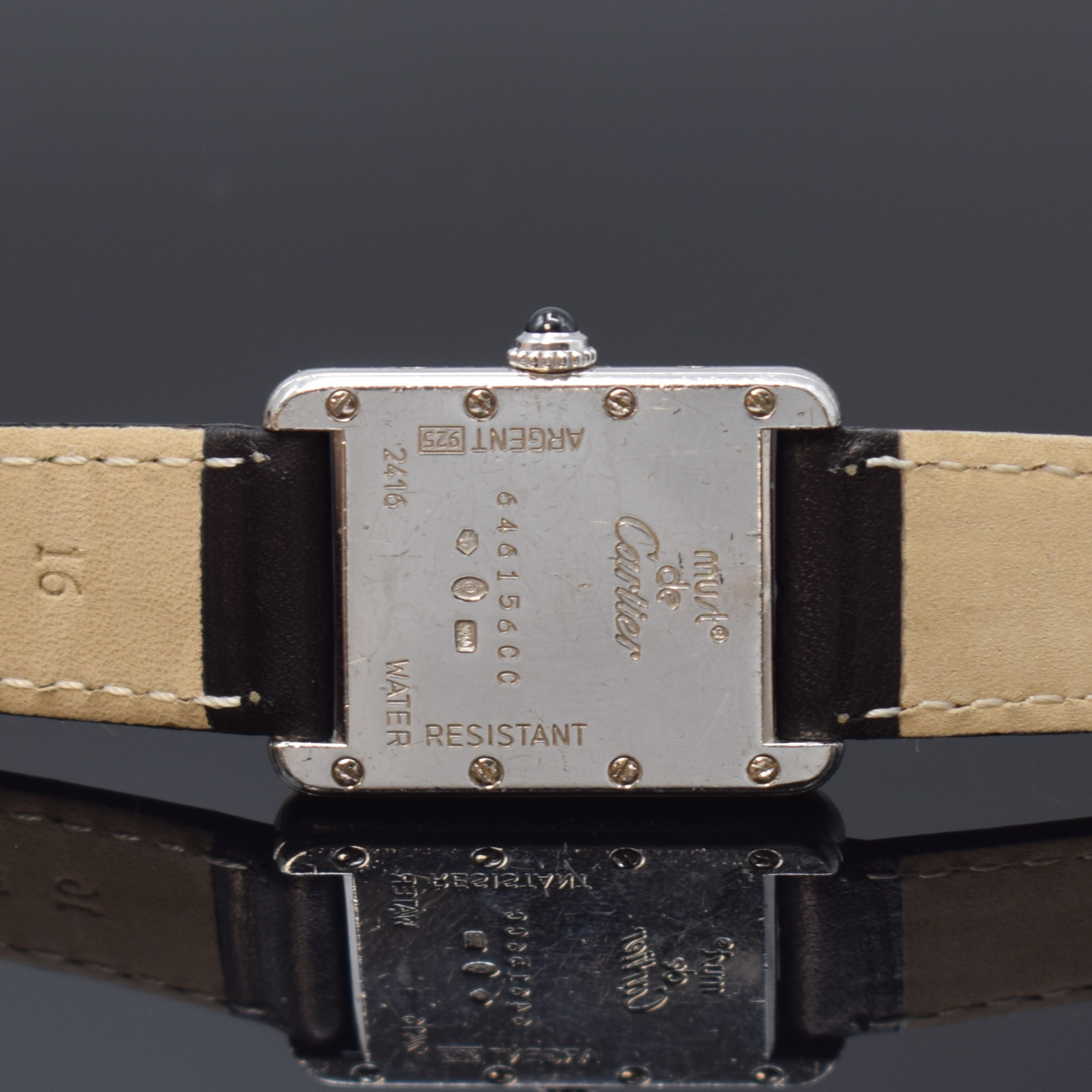Detail c: CARTIER Damenarmbanduhr Serie Tank in 925er Silber Referenz 2416, Schweiz um 1995, quarz, Boden 8-fach verschr., Schmuckkrone, weißes Zifferbl. m. ...