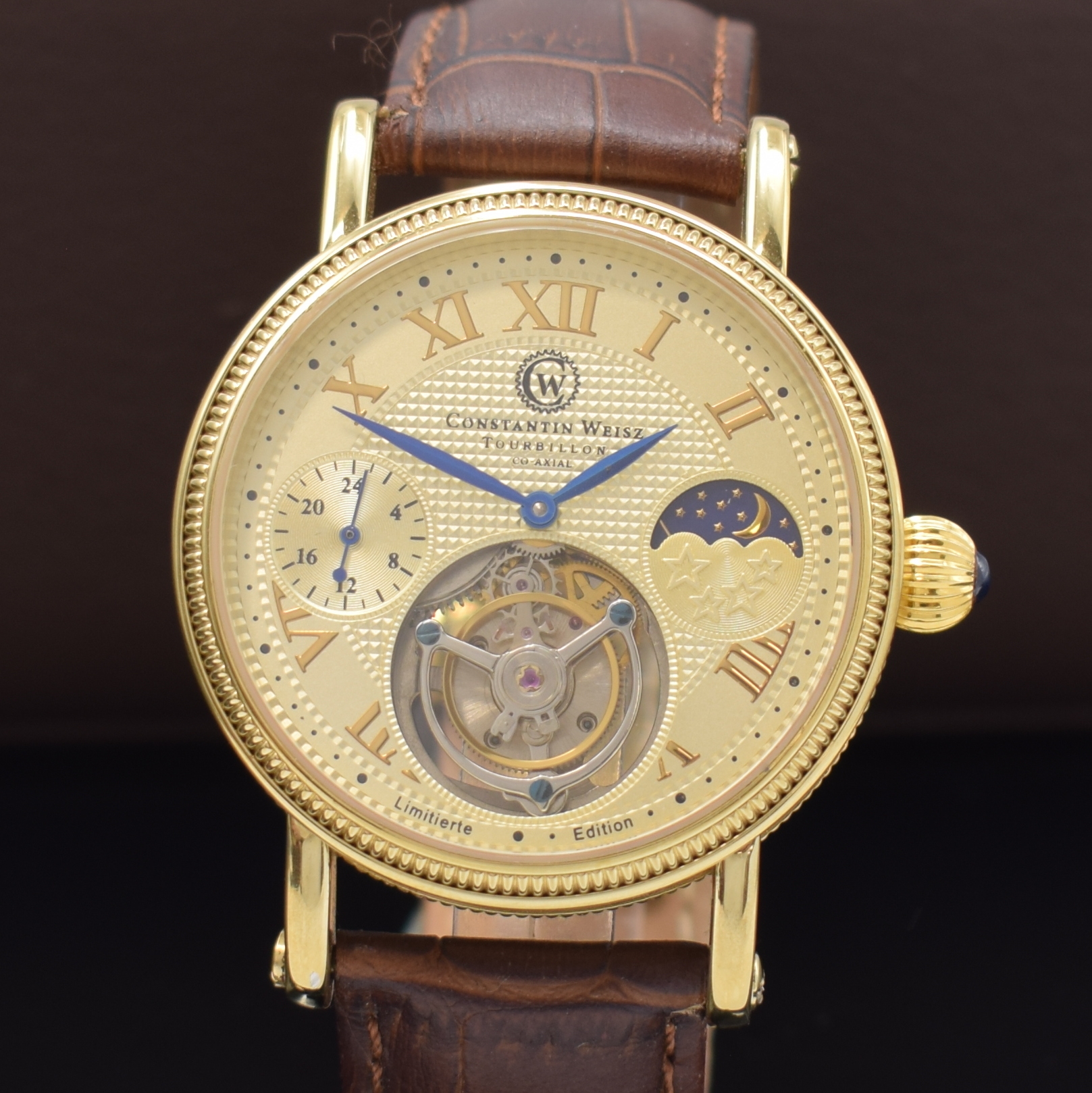 Detail a: CONSTANTIN WEISZ Tourbillon auf 2010 Stück limitierte Armbanduhr, Deutschland um 2010, Handaufzug, verg. Geh. beids. vergl., orig. Lederband inkl. ...