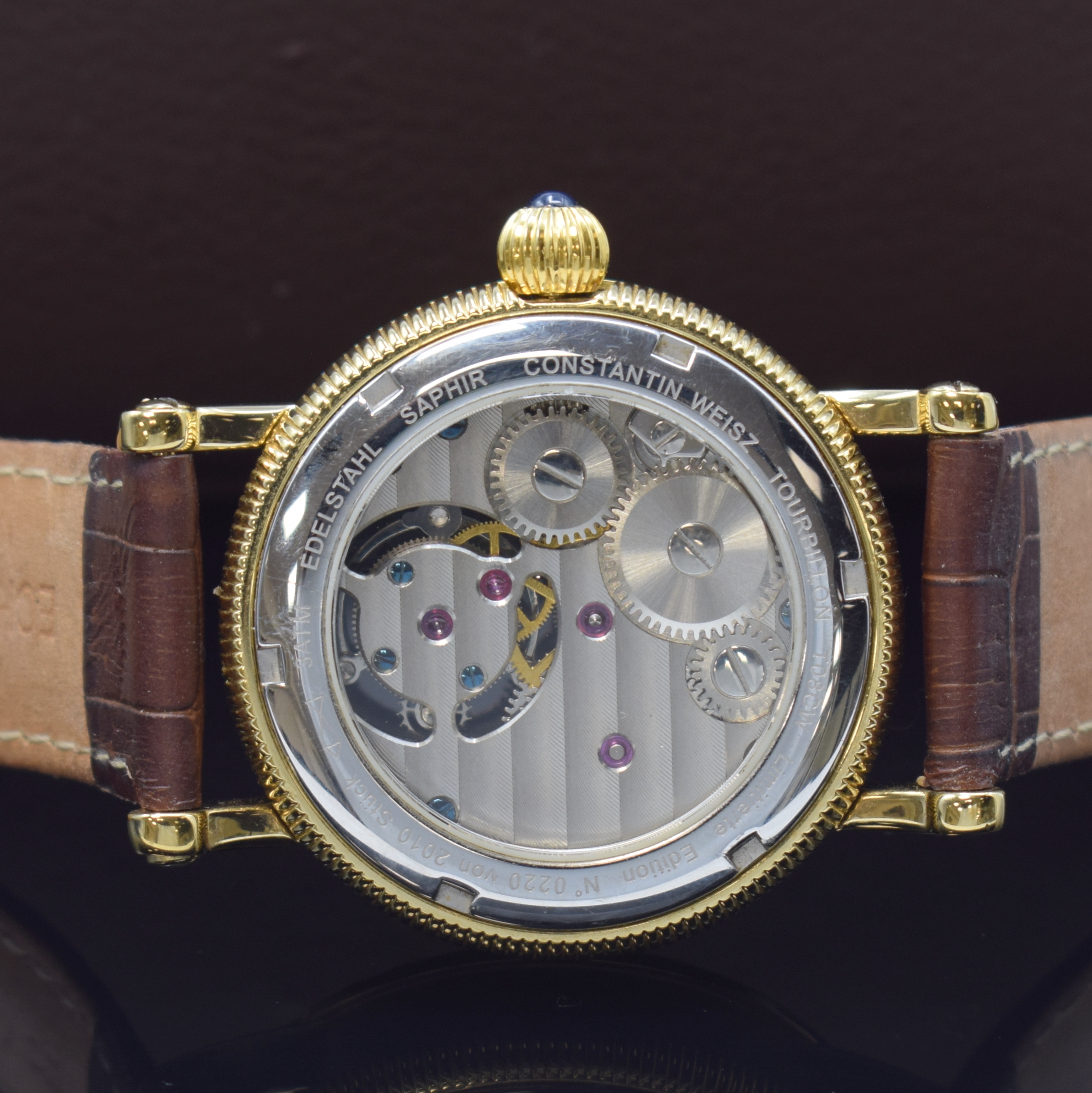 Detail c: CONSTANTIN WEISZ Tourbillon auf 2010 Stück limitierte Armbanduhr, Deutschland um 2010, Handaufzug, verg. Geh. beids. vergl., orig. Lederband inkl. ...