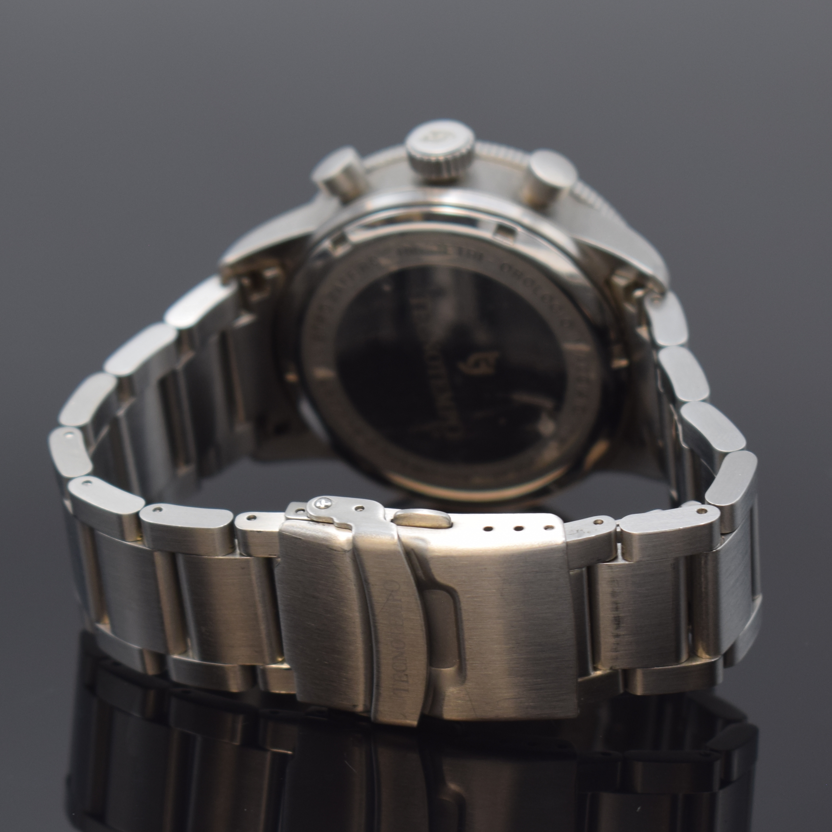 Detail b: TECNOTEMPO auf 50 Stück limitierter Armbandchronograph in Stahl, Schweiz/Italien verk. lt. beil. Pap. 11/2021, Automatik, Boden u. Krone verschr., ...