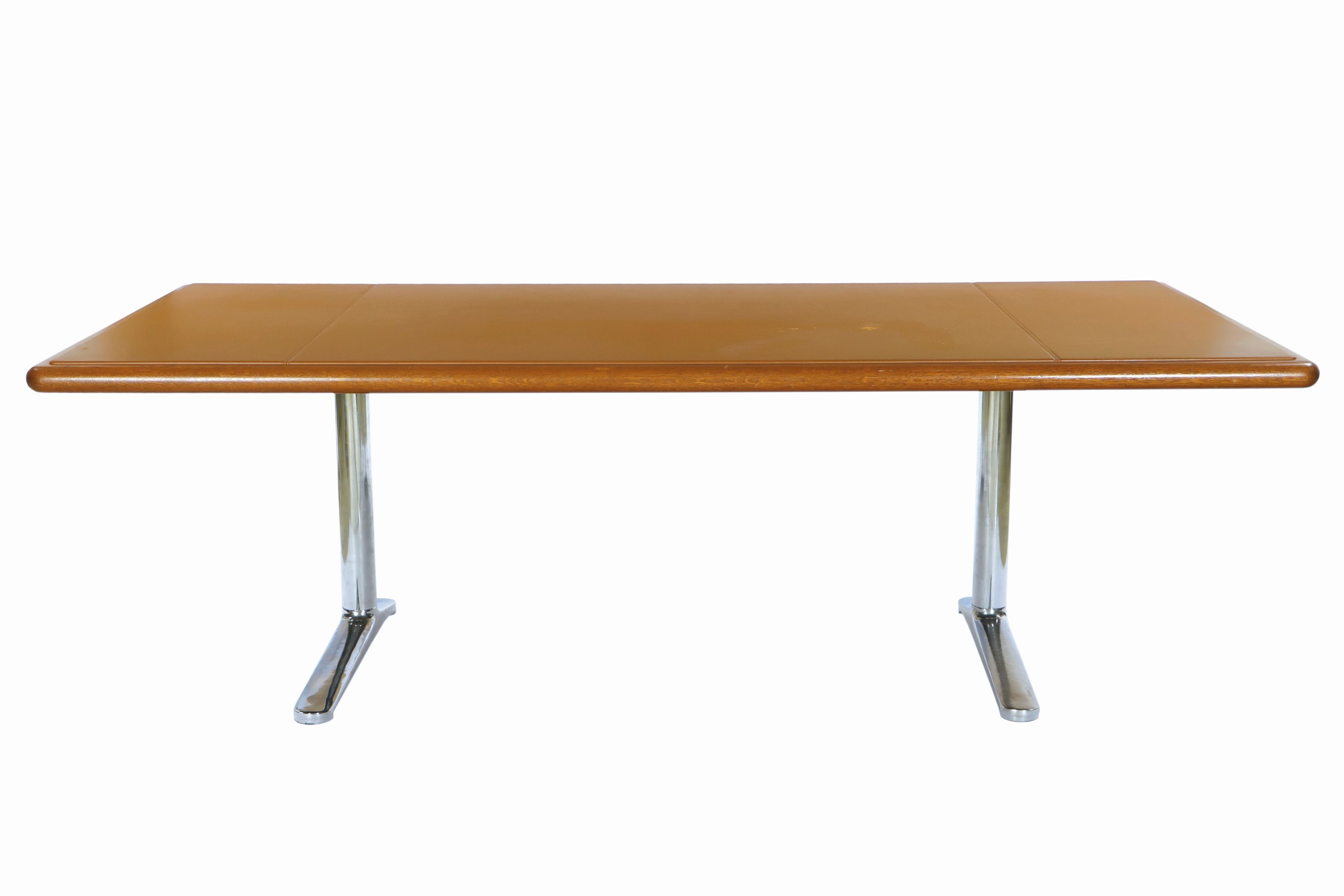 Schreibtisch, "Knoll international", USA, Designentwurf Warren Platner von 1973, Platte umlaufend mit abgerundeten Kanten aus massiver ...