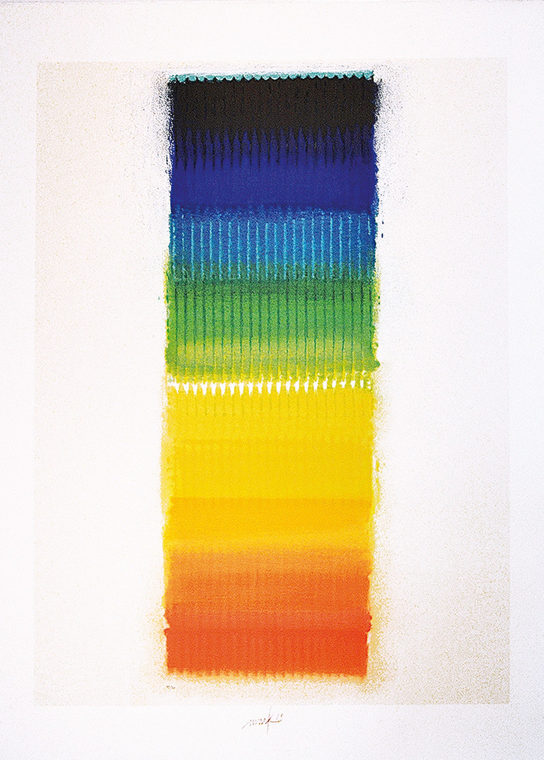 Heinz Mack, geb. 1931 Lollar, Farbserigrafie in 27 Farben, auf Arches Bütten, Regenbogen, Chromatik, handsigniert und datiert (19)89, Ed. 45/80, ...