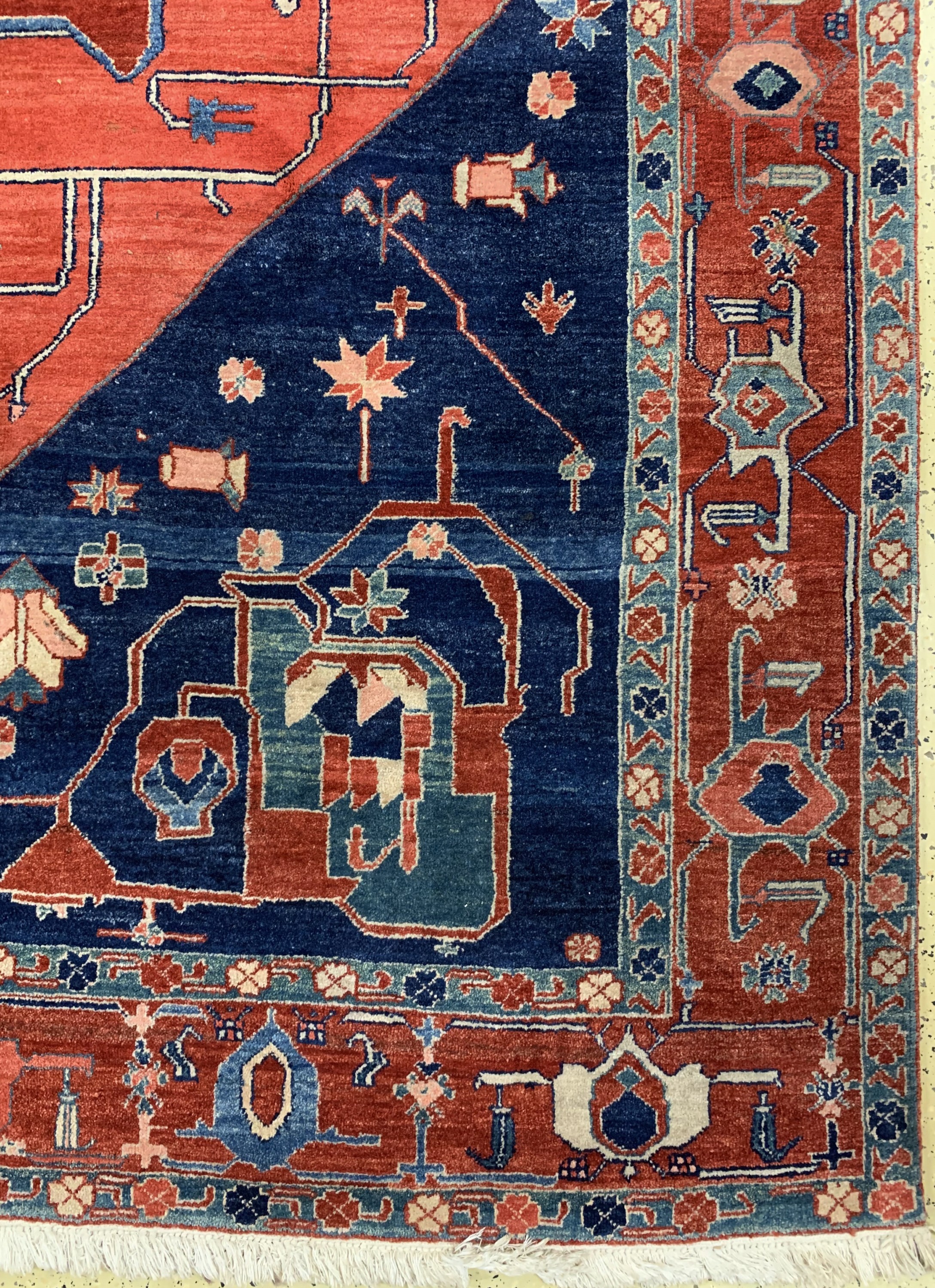 Detail a: Azeri, Azerbaijan, Mitte 20.Jhd, Wolle auf Baumwolle, ca. 390 x 300 cm, Reinigungsbedürftig, EHZ: 2