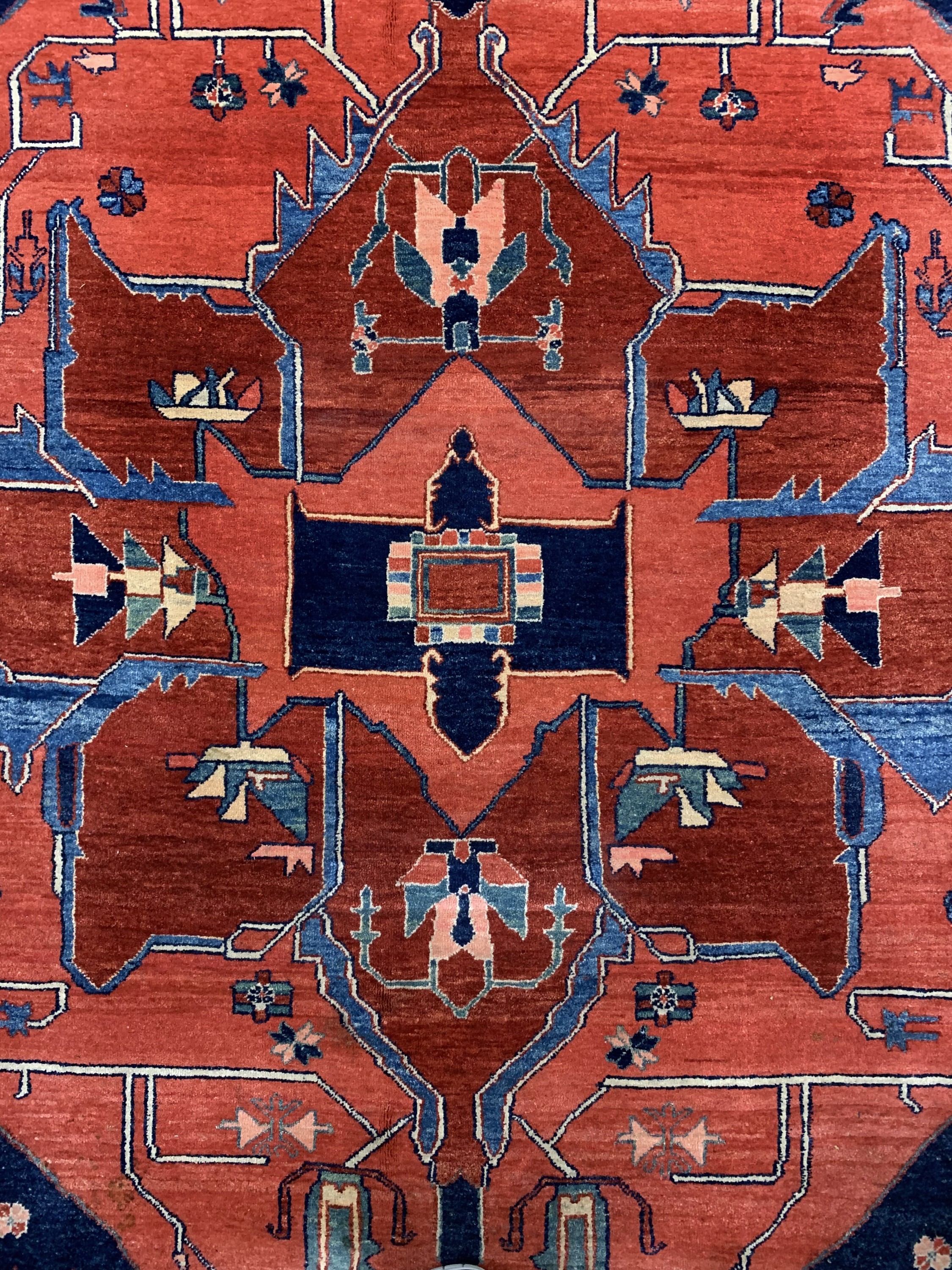 Detail c: Azeri, Azerbaijan, Mitte 20.Jhd, Wolle auf Baumwolle, ca. 390 x 300 cm, Reinigungsbedürftig, EHZ: 2