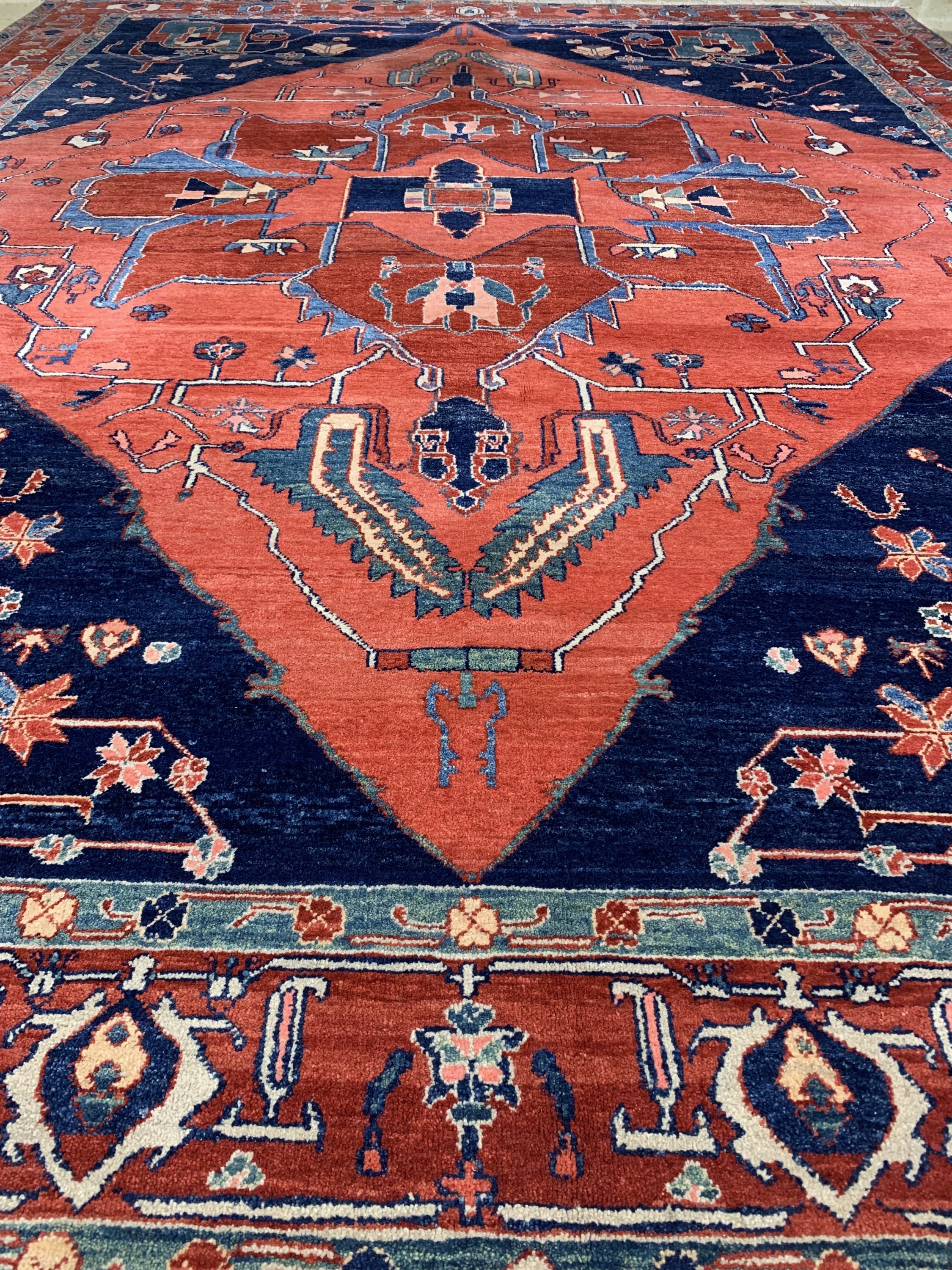 Detail g: Azeri, Azerbaijan, Mitte 20.Jhd, Wolle auf Baumwolle, ca. 390 x 300 cm, Reinigungsbedürftig, EHZ: 2