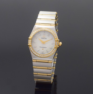 Image OMEGA Constellation in steel/gold with diamonds, quartz, reference 895.1201, original ...