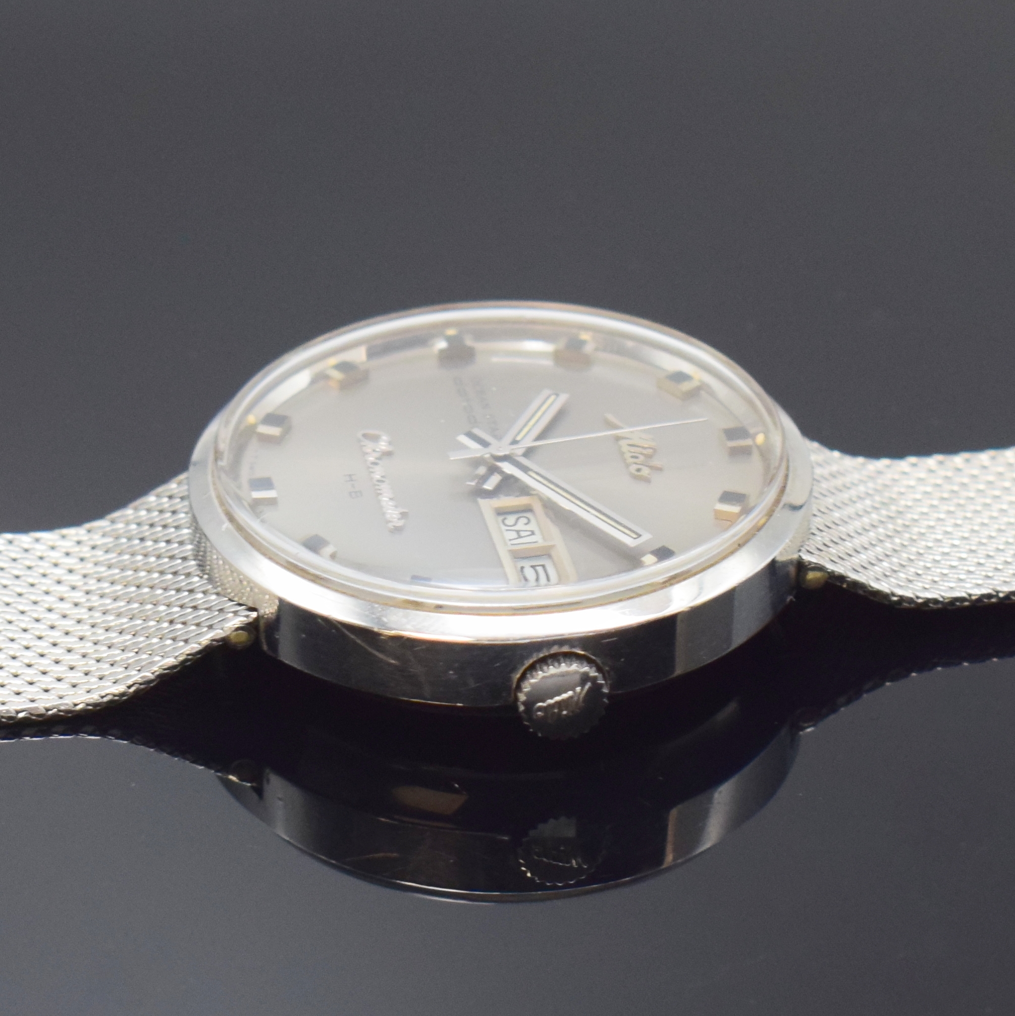 Detail c: MIDO Herrenarmbanduhr Ocean Star Datoday Chronometer Referenz 9369, Schweiz um 1970, Automatik, Edelstahl-Einschalengeh. inkl. orig. Stahlband, get. ...