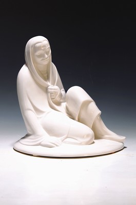 Image Porcelain figure, Schwarzburger, workshops, designed by Ernst Barlach, seated girl, ...