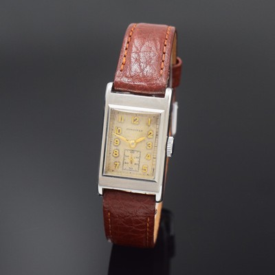 Image LONGINES rectangular wristwatch reference 1266 in steel, Switzerland around 1936, manual ...