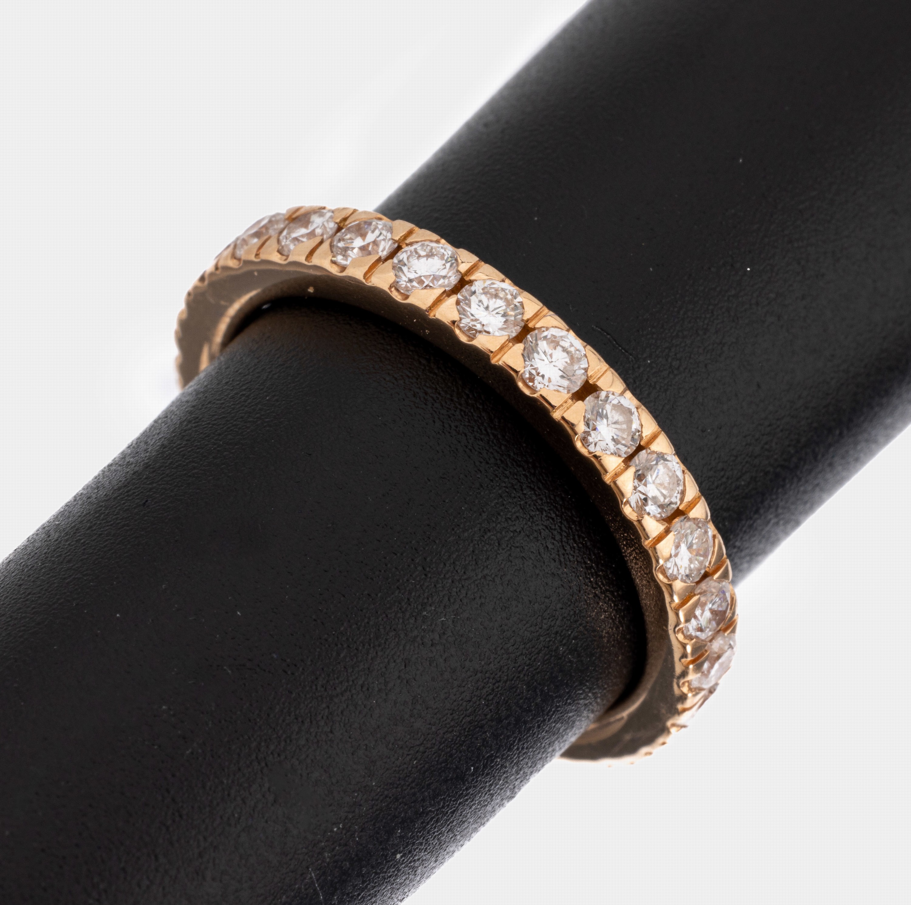 18 kt Gold Brillant-Memoryring, RoseG 750/000, 26 Brillanten zus. ca. 1.30 ct feinesWeiß/vvs, RW 59, ca. 5.5 g