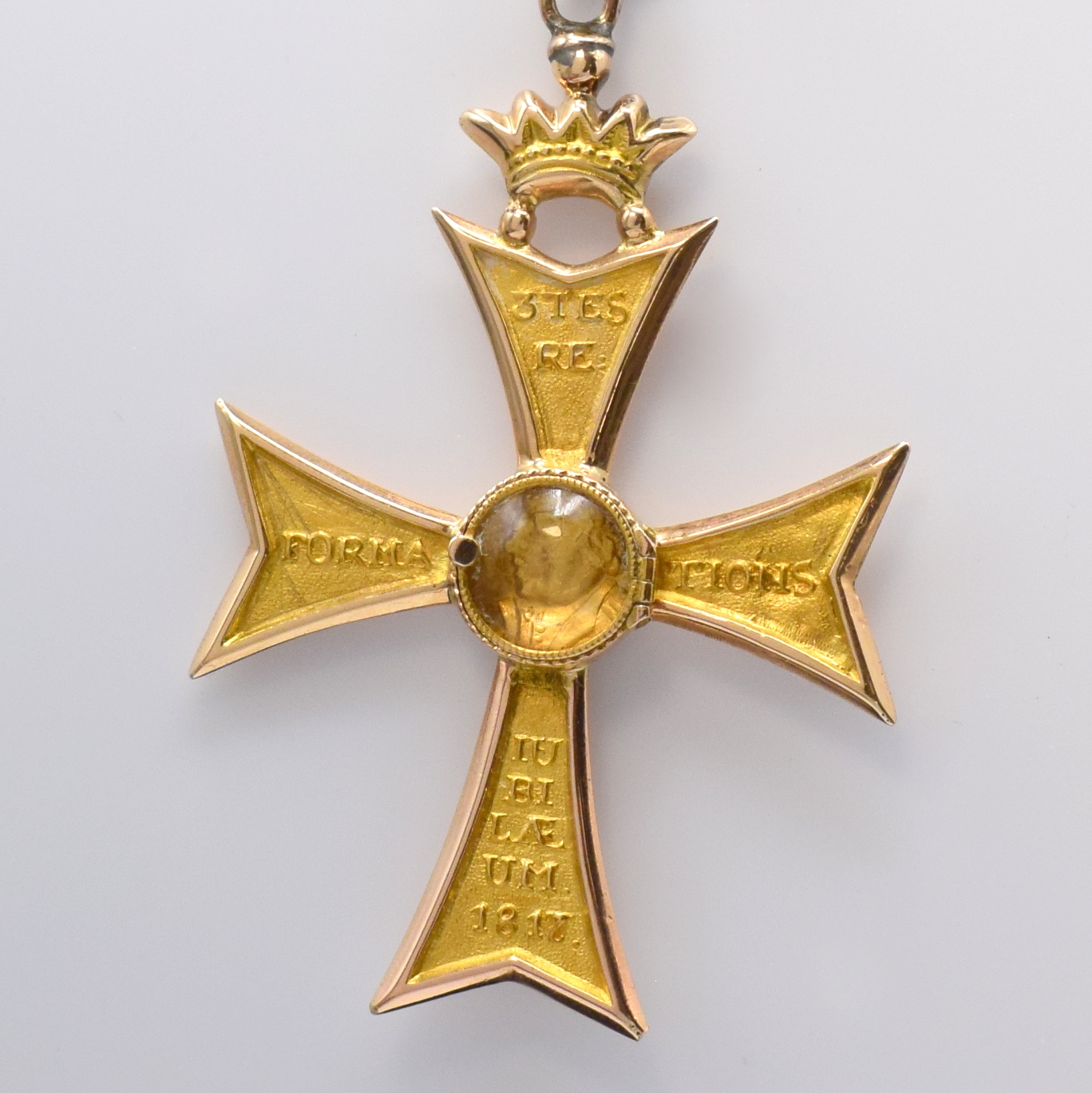 Detail g: HAMILTON Freimaurer Armbanduhr in GG 585/000 und Kreuz zum 3. Reformations-Jbiläum in 8k Gold, USA um 1955, Handaufzug, 2-tlg. Geh., Boden aufgedr., ...