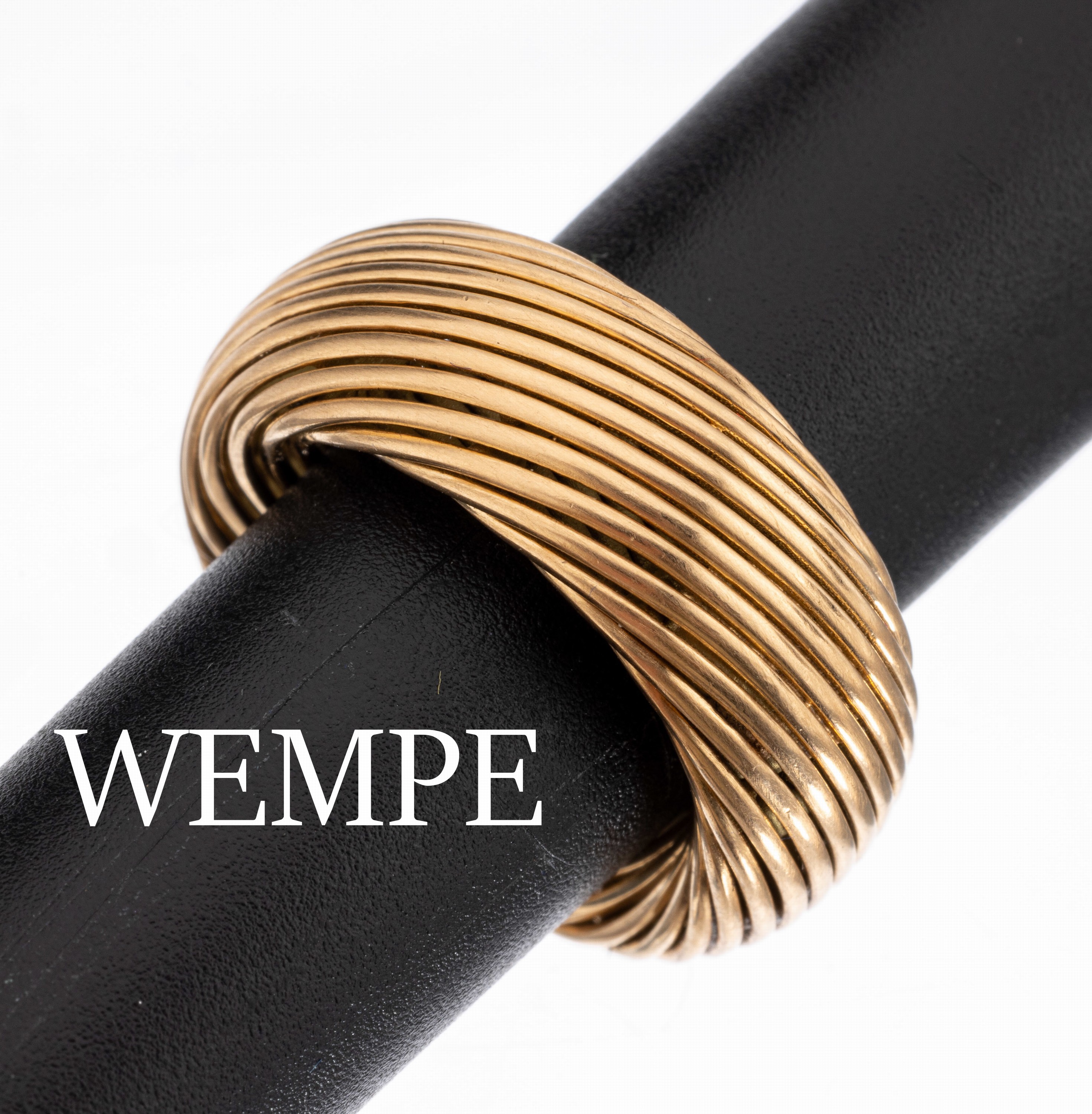 18 kt Gold WEMPE by Kim Ring, GG 750/000, aus der Serie Helioro, qualitätvolle Verarbeitung, ineinander verschlungene Stränge, Symbol der ...