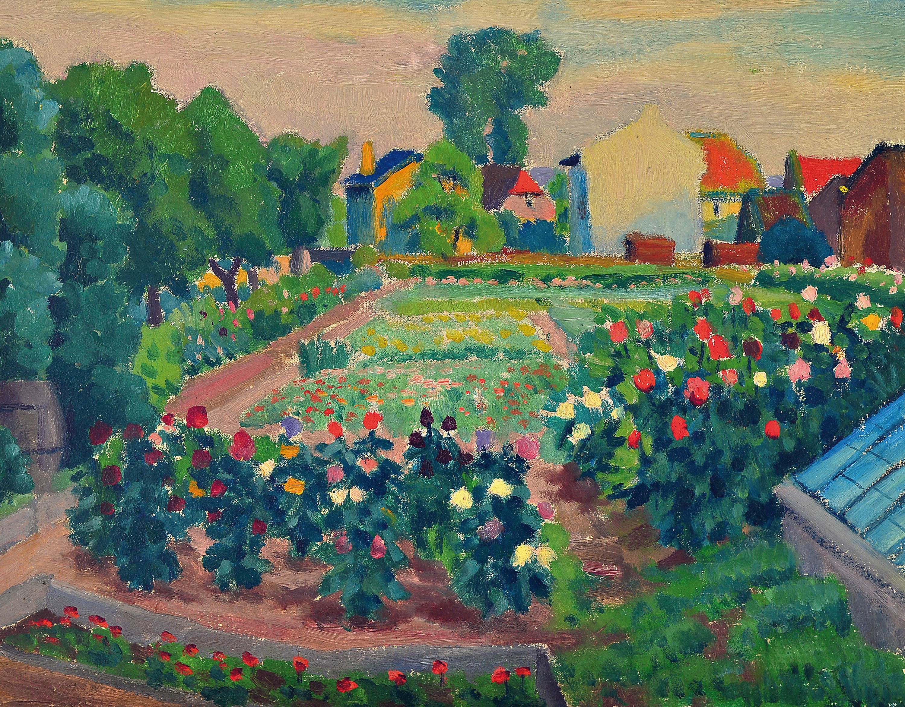 Adolf Weber-Scheld, 1892 Frankfurt/M.-1961, Blick in die Karbenerstraße 1 in Bornheim, Öl/Lwd, ca. 30x40cm, R. ca. 37x45cm
