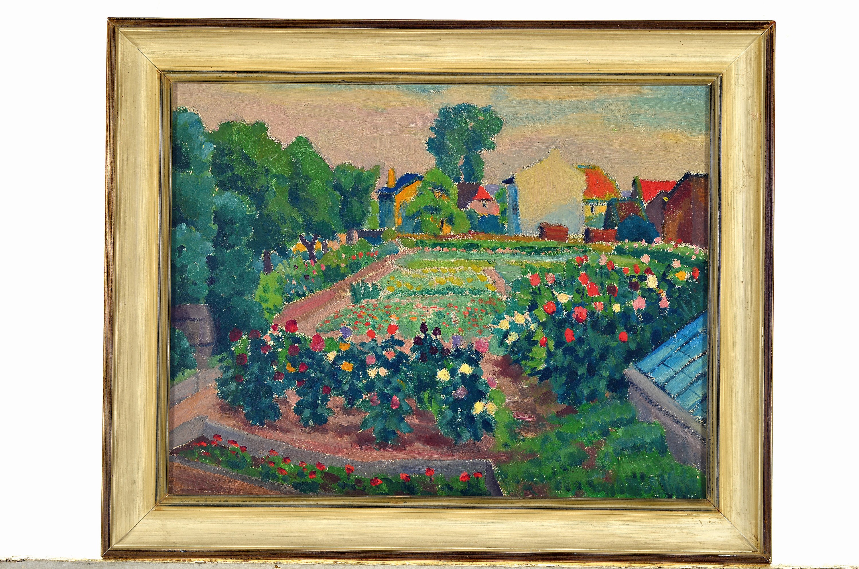 Detail k: Adolf Weber-Scheld, 1892 Frankfurt/M.-1961, Blick in die Karbenerstraße 1 in Bornheim, Öl/Lwd, ca. 30x40cm, R. ca. 37x45cm