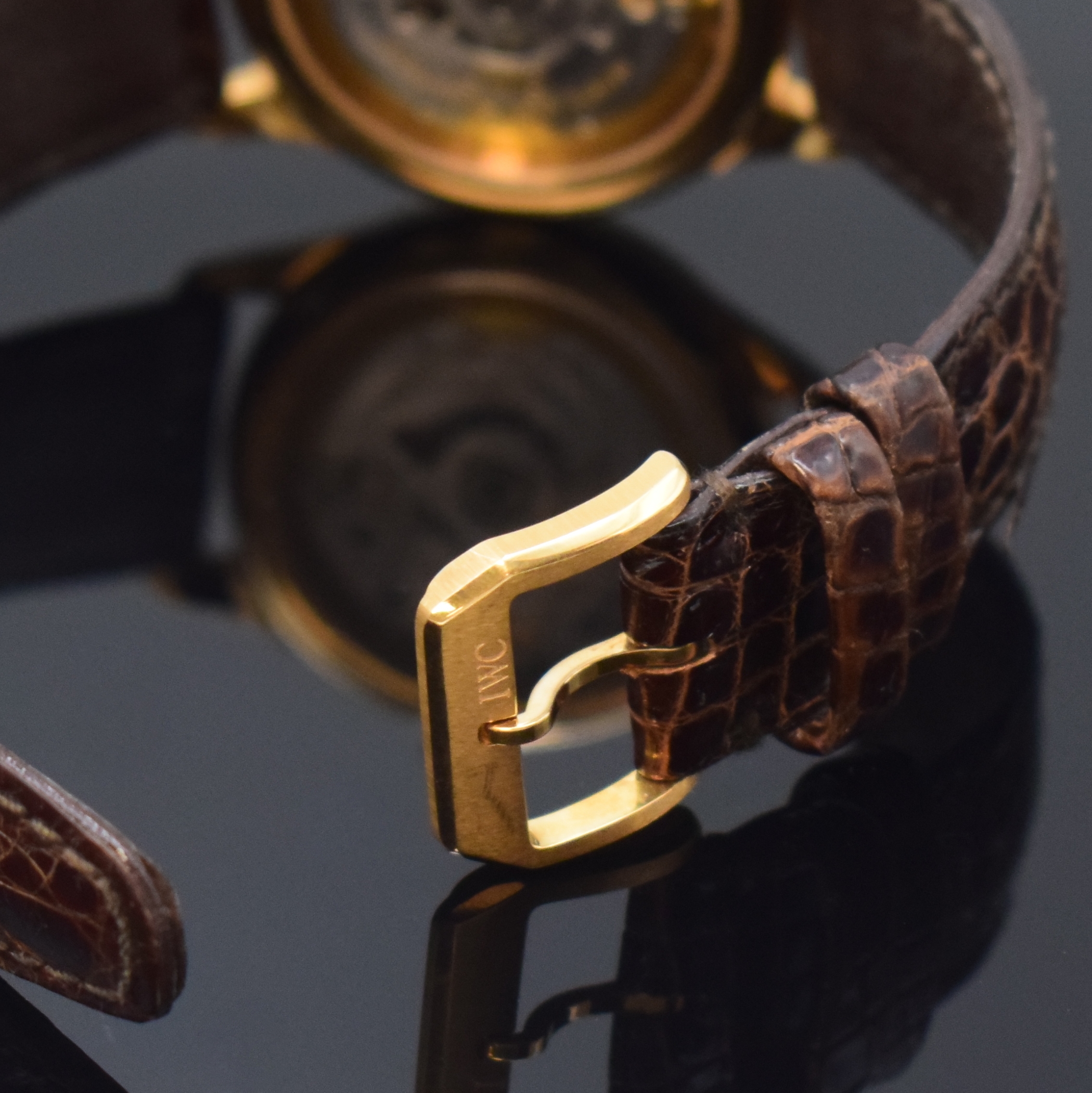 Detail b: IWC seltene Herrenarmbanduhr sogenannte "kleine Portugieser" in RG 750/000 Referenz 3531, Schweiz um 1995, Automatik, 3-teil. Geh. beids. ...