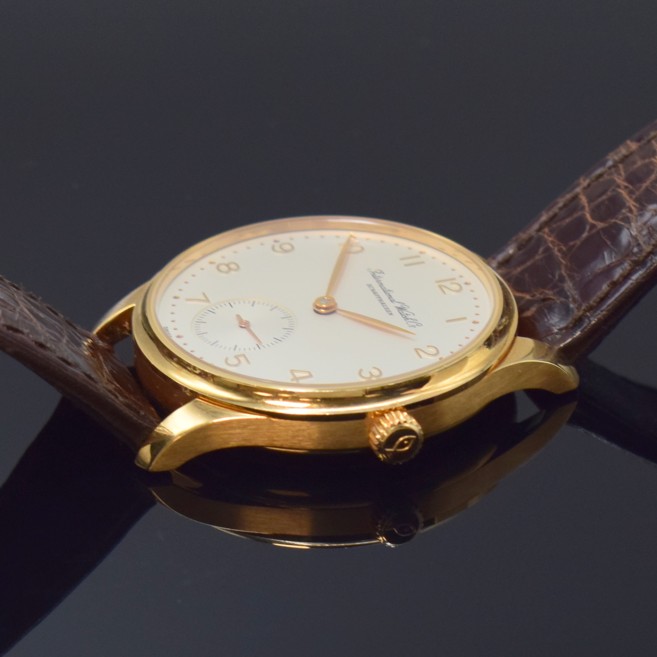 Detail d: IWC seltene Herrenarmbanduhr sogenannte "kleine Portugieser" in RG 750/000 Referenz 3531, Schweiz um 1995, Automatik, 3-teil. Geh. beids. ...