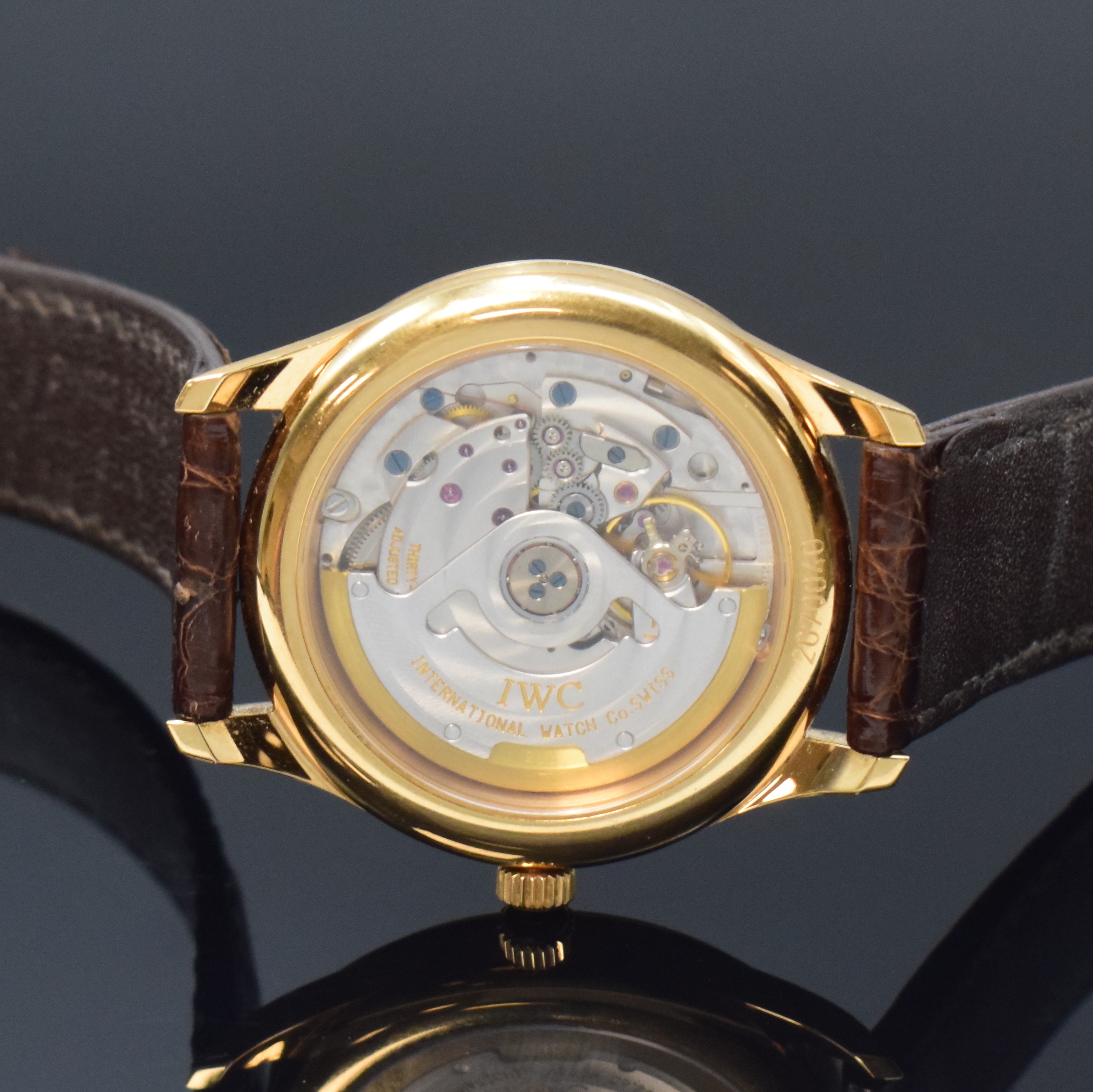 Detail f: IWC seltene Herrenarmbanduhr sogenannte "kleine Portugieser" in RG 750/000 Referenz 3531, Schweiz um 1995, Automatik, 3-teil. Geh. beids. ...