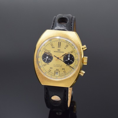 Image WAKMANN / GIGANDET Herrenarmbanduhr mit Chronograph, Schweiz um 1970, Handaufzug, verg. ...