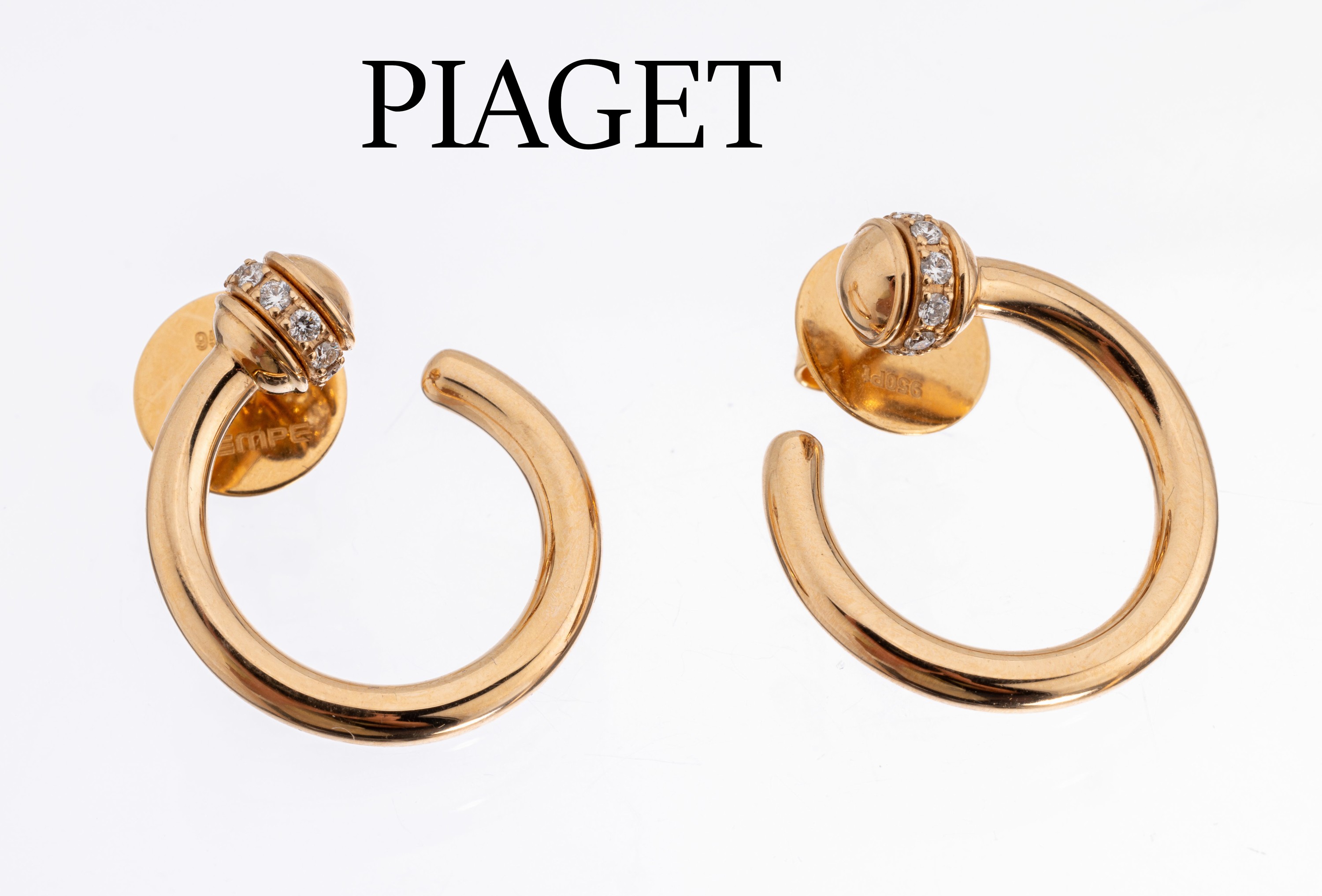 Paar 18 kt Gold PIAGET Brillant-Ohrstecker, GG 750/000, Modell Possession, drehbare Elemente mit 20 Brillanten zus. ca. 0.20 ct feines Weiß/vs, ...