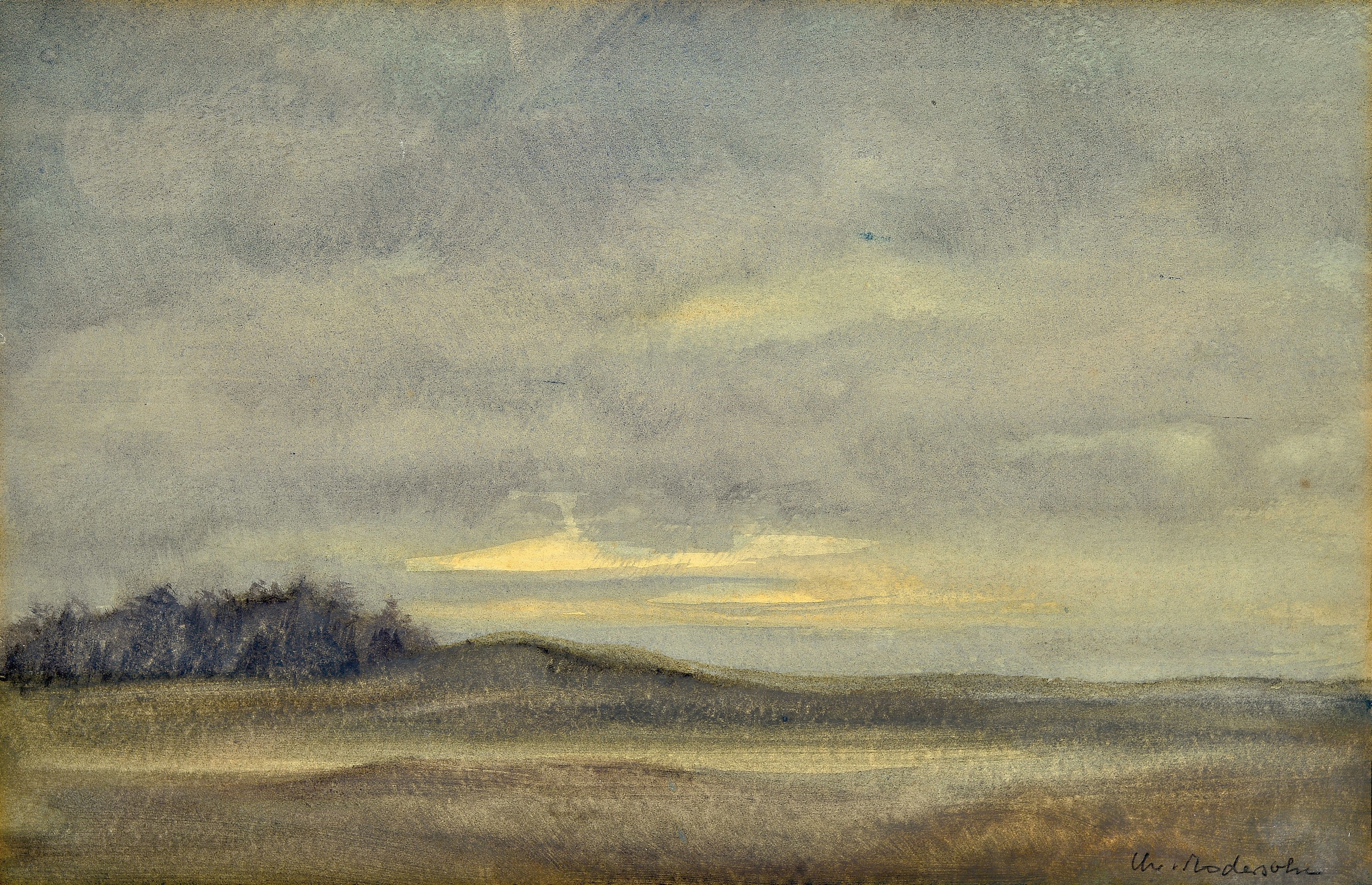 Christian Modersohn, 1916 Bremen-2009, Neblige Moorlandschaft, Aquarell auf Papier, rechts unten signiert, ca. 25x39cm