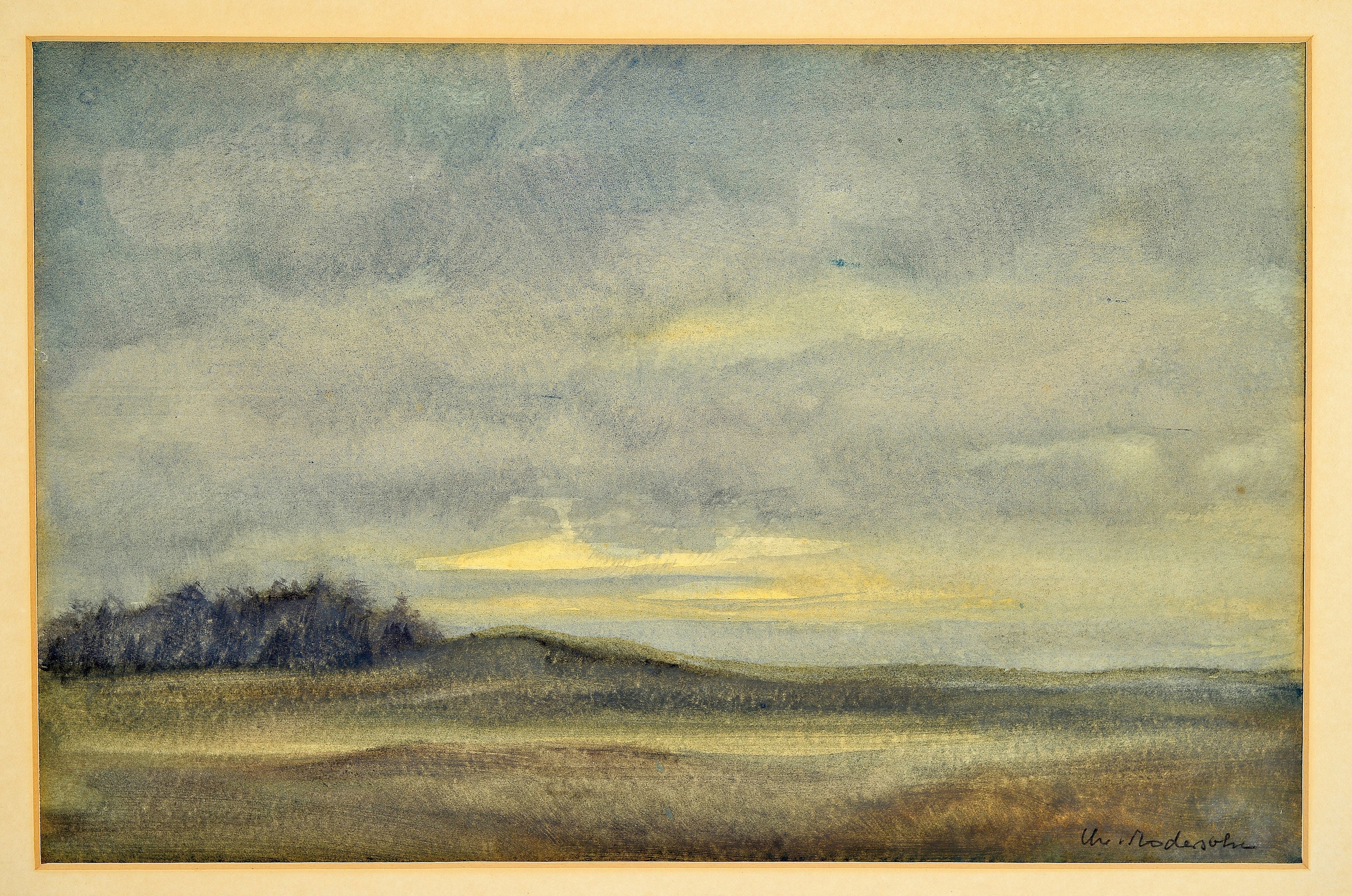 Detail k: Christian Modersohn, 1916 Bremen-2009, Neblige Moorlandschaft, Aquarell auf Papier, rechts unten signiert, ca. 25x39cm