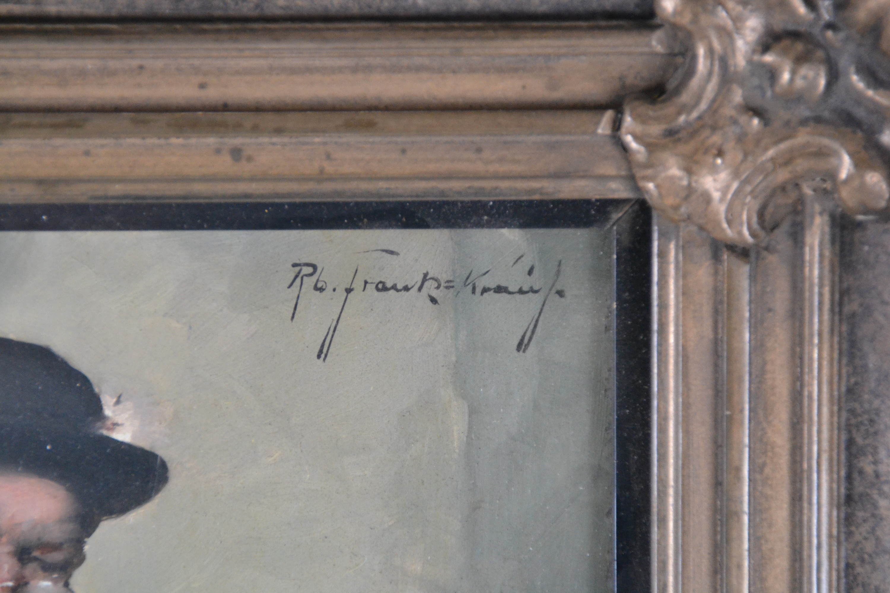 Detail c: Robert Frank-Krauss, 1893 Fürth-1950 München, Klarinette spielender Mann in Tracht, Öl/Holz, rechts oben sign., ca. 24x18cm, u.Gl., R. ca. 40x34cm