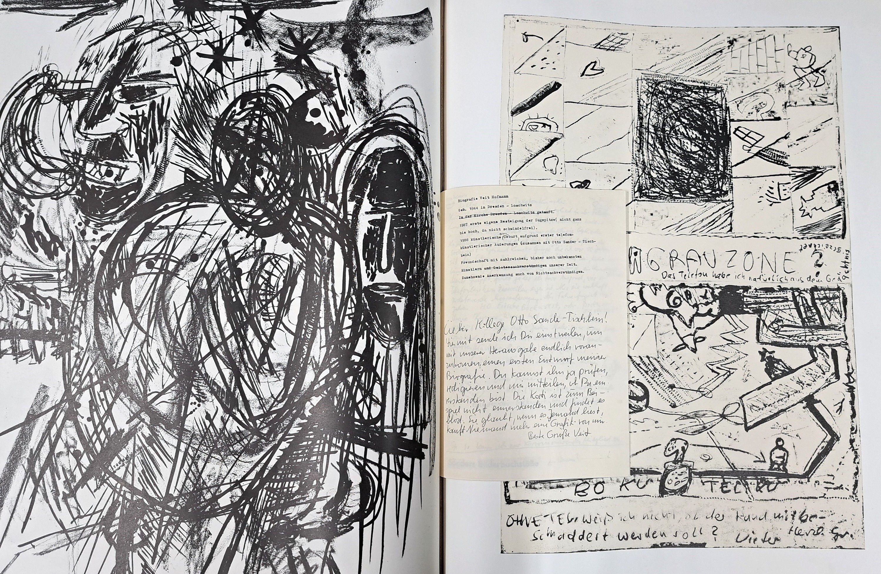 Veit Hofmann (geb. 1944), Otto Sander -Tischbein (geb. 1949) und Dieter Zimmermann (geb. 1942): "Telefonbuchkunst", 1989, Künstlerbuch mit ...