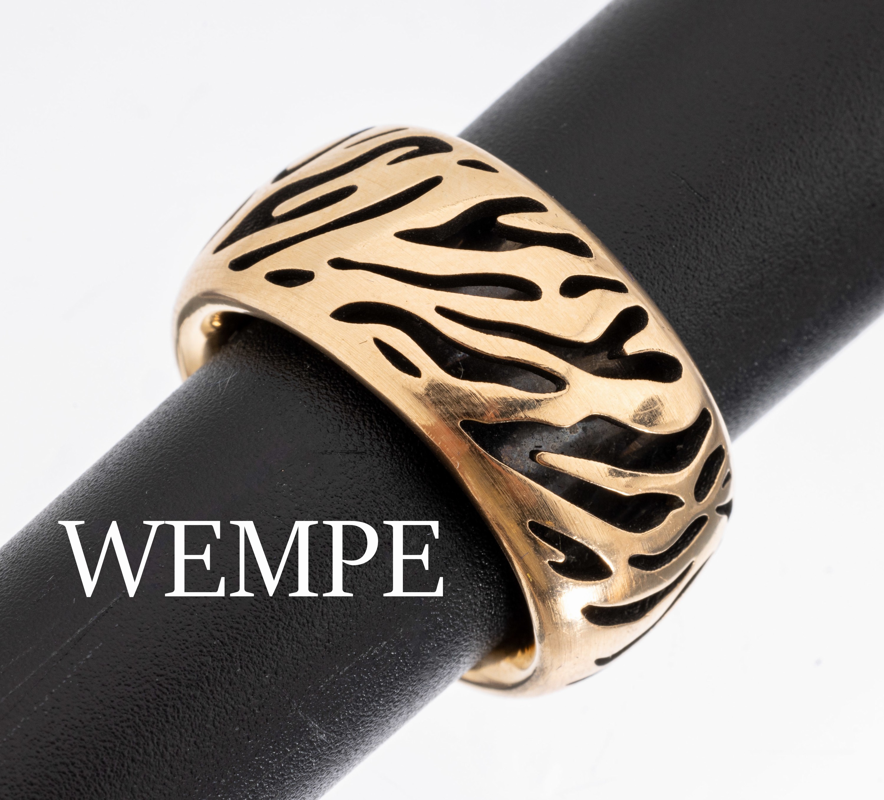 18 kt Gold WEMPE by KIM Ring, GG 750/000, Modell Sensual Safari Tiger, durchbrochen gearbeitet, RW 55, ca. 16.4 g, sign.
