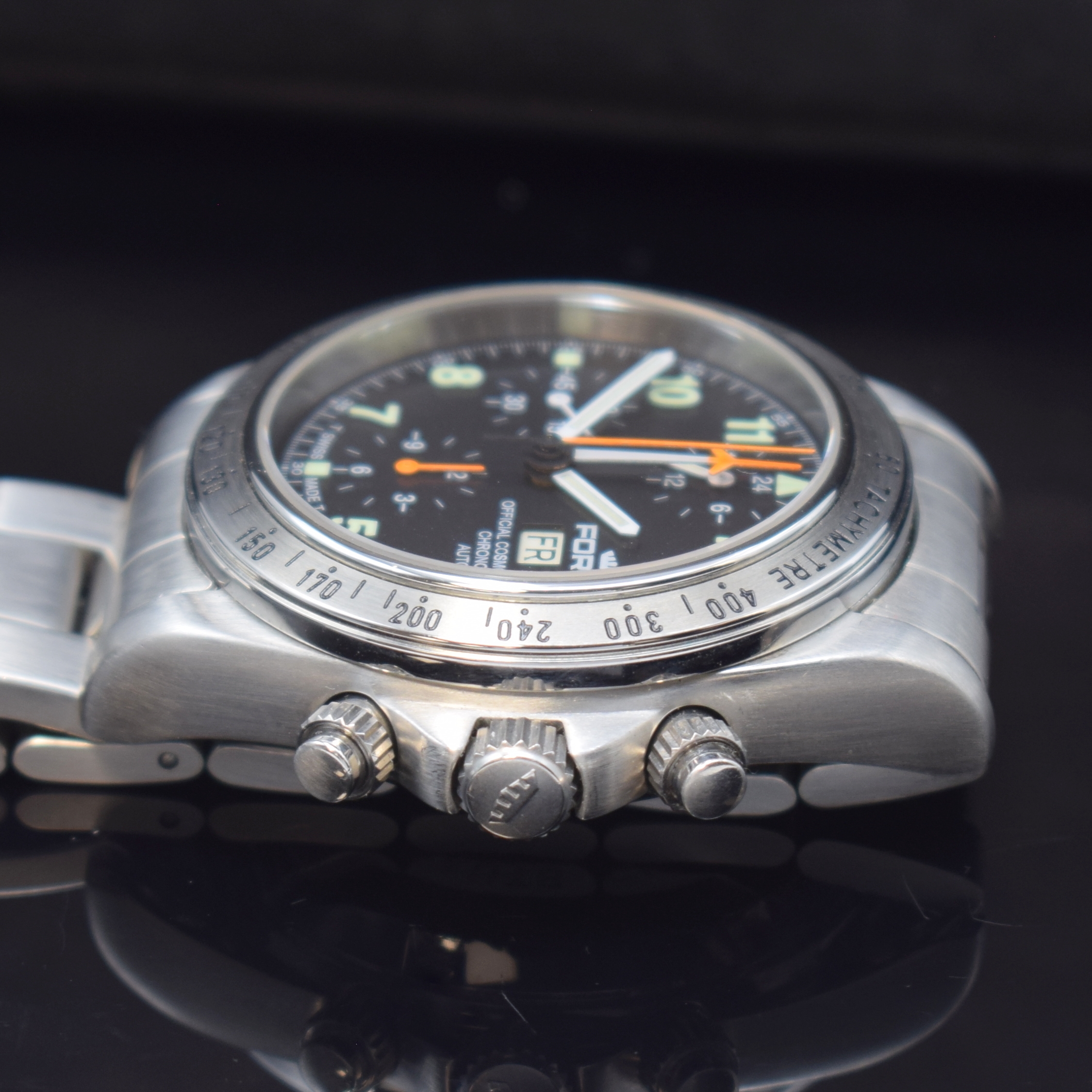 Detail c: FORTIS Official Cosmonauts Chronograph in Stahl Referenz 602.10.142, Schweiz um 1995, Automatik, matt. Geh., Boden, Krone u. Drücker verschr., ...