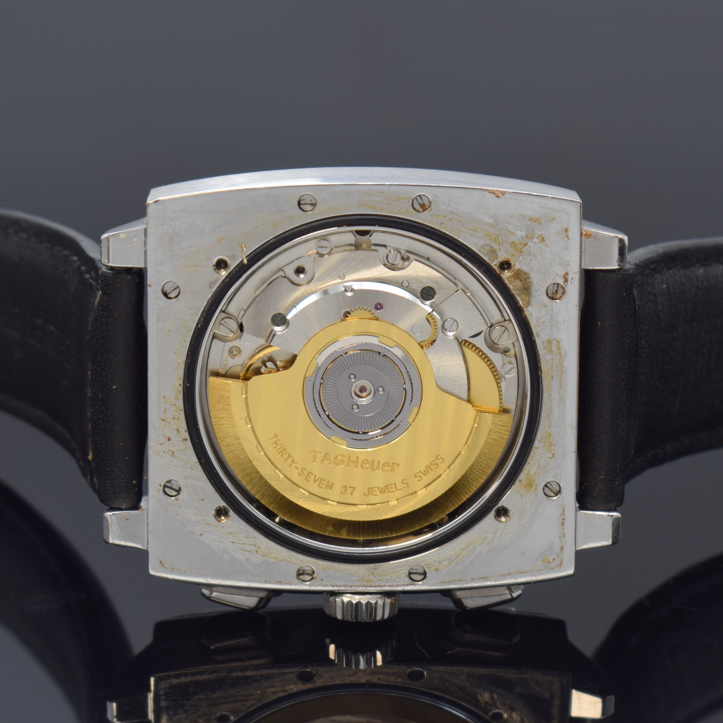 Detail f: HEUER Armbandchronograph Monaco by TAG Heuer Referenz CS2111, Automatik, Schweiz um 2000, Edelstahlgeh. inkl. orig. Lederband m. orig. Dornschl., ...